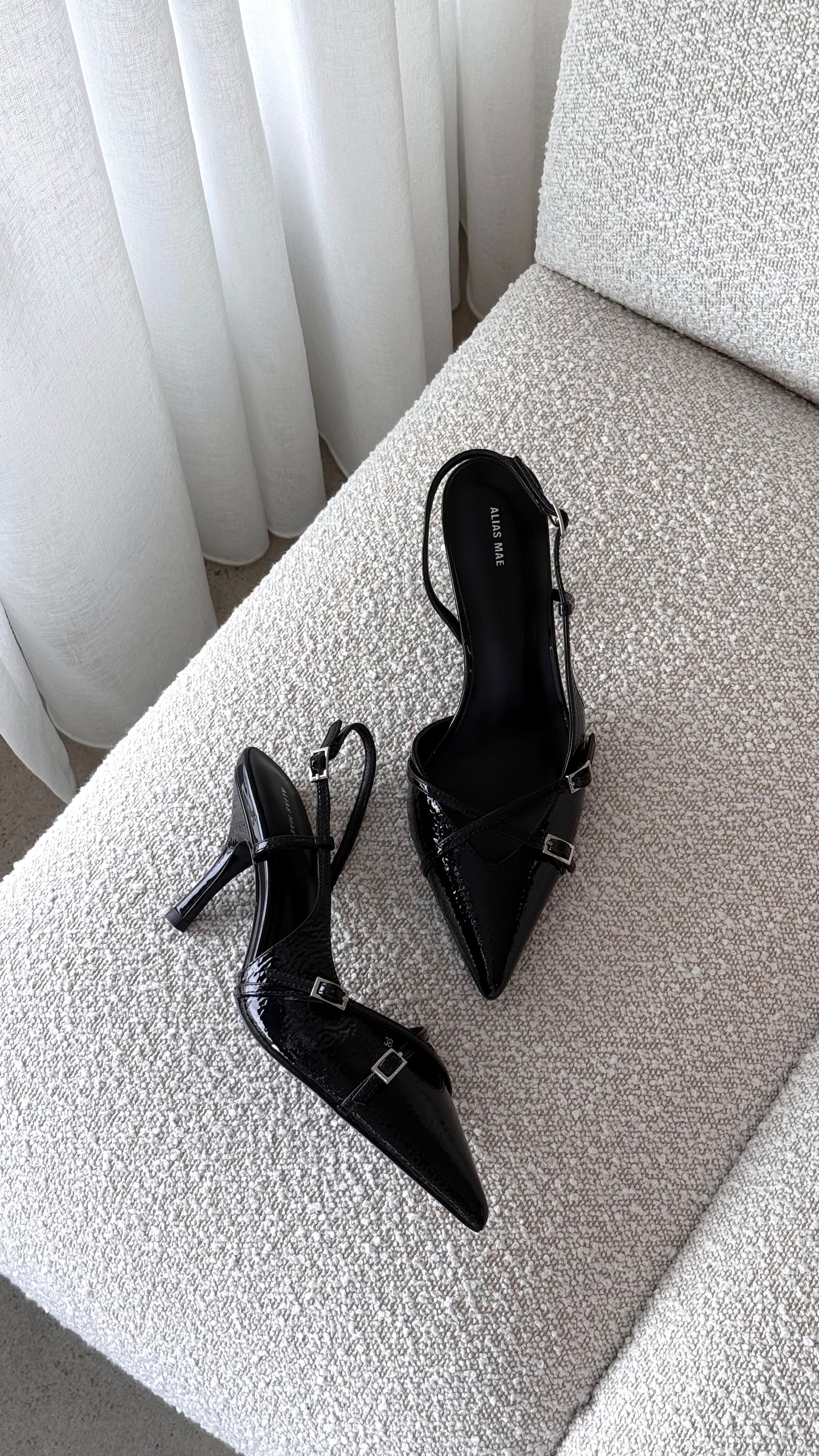 Faith Heel Black Crinkle Patent Leather High Heels for Women - Elegant Dress Shoes for Parties, Weddings & Evening Events