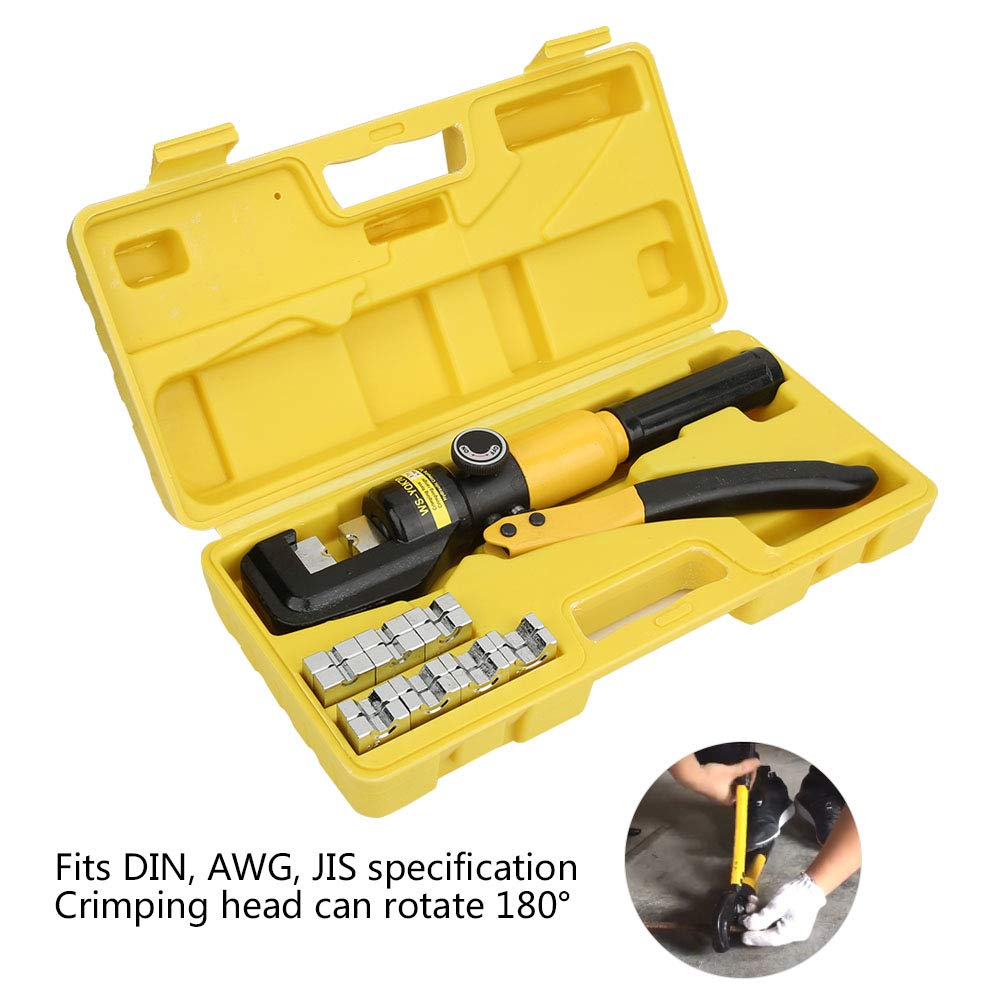 8 Ton Hydraulic Crimper Tool with 16 Dies (4-70mm²) - Professional Portable Hydraulic Cable Crimper Kit for Electrical Wiring & Terminal Connections - Perfect for Electricians, DIY Projects & Industrial Applications