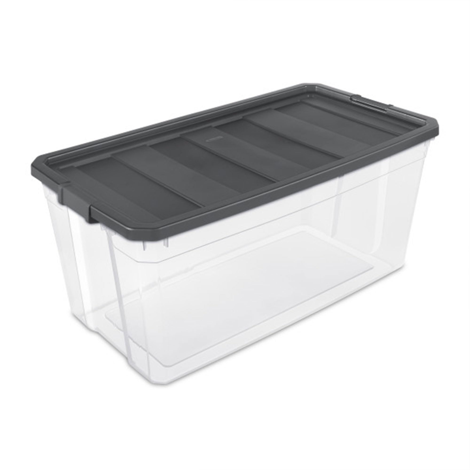 Sterilite 6-Pack Modular Stacker Box - Clear Plastic Storage Bins with Secure Latching Lids (200 Quart) - Perfect for Home Organization, Garage Storage & Closet Decluttering