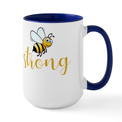 White/Navy Inside - Bee Strong Mugs