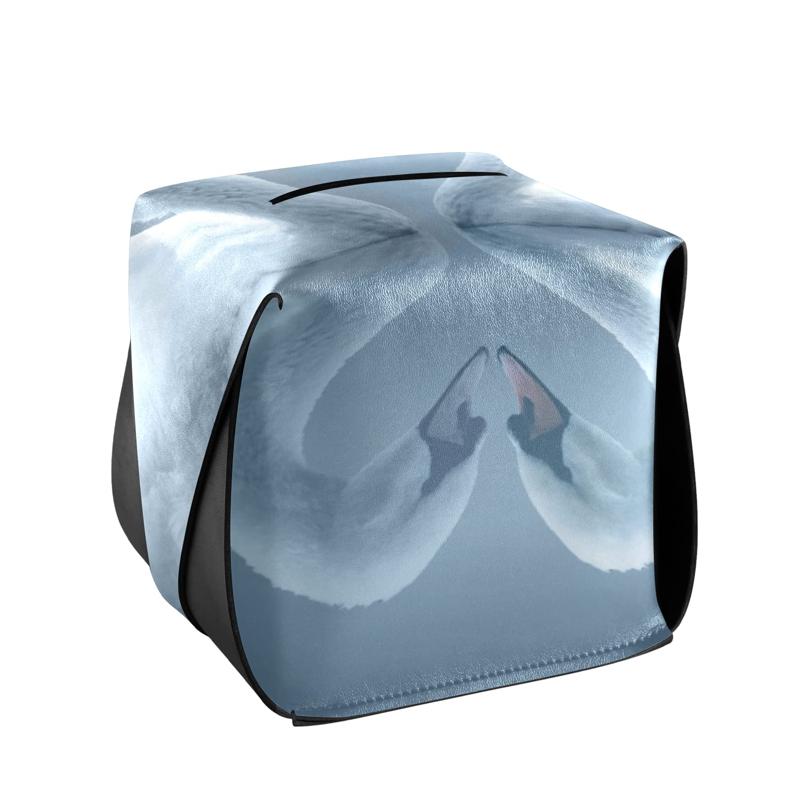 Elegant Swan Duck Heart-Shaped Leather Tissue Box Cover - Rectangle Bathroom & Home Decor for Nightstand, Vanity, Office Desk, Car (9.4x5.1x3.6 inches) | Romantic Home Accessory for Valentine's Day & Anniversary Gifts