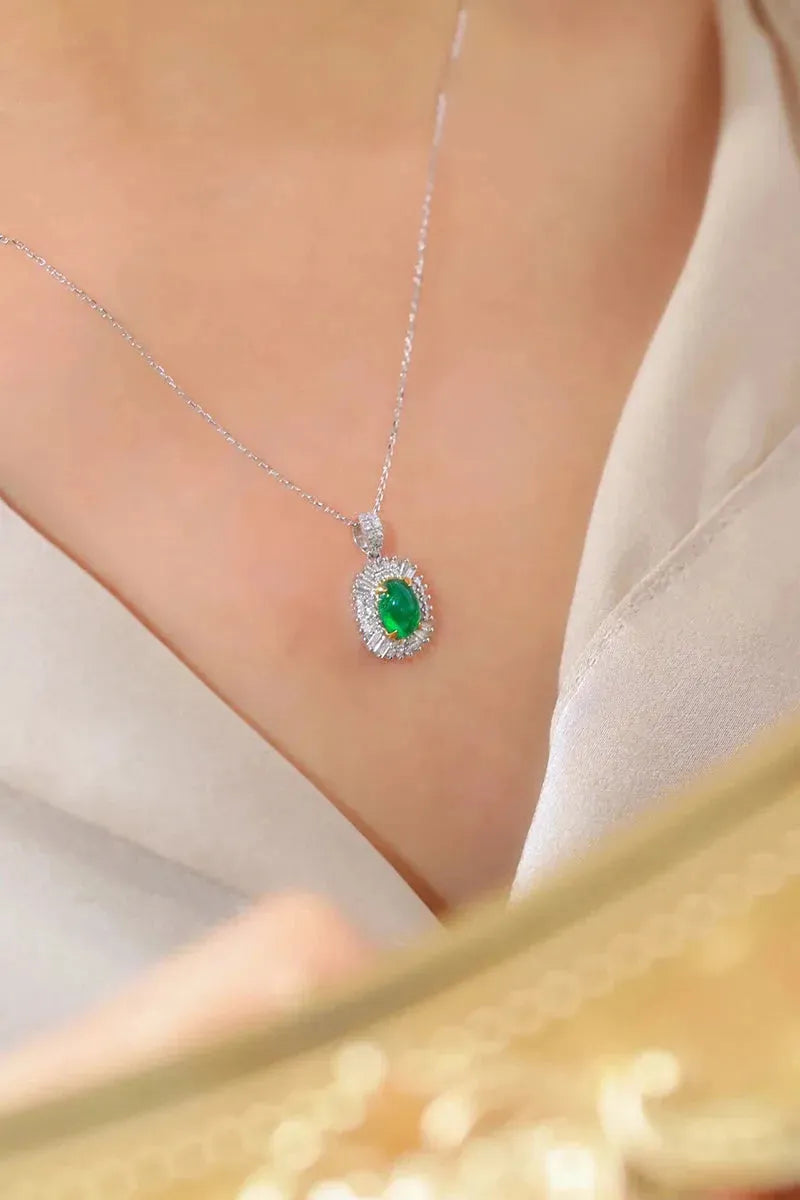 18K White & Yellow Gold Emerald Necklace for Women - Luxury Wedding Jewelry with Real Natural Diamonds & Emeralds | Perfect for Bridal, Anniversary, and Special Occasion Gifts