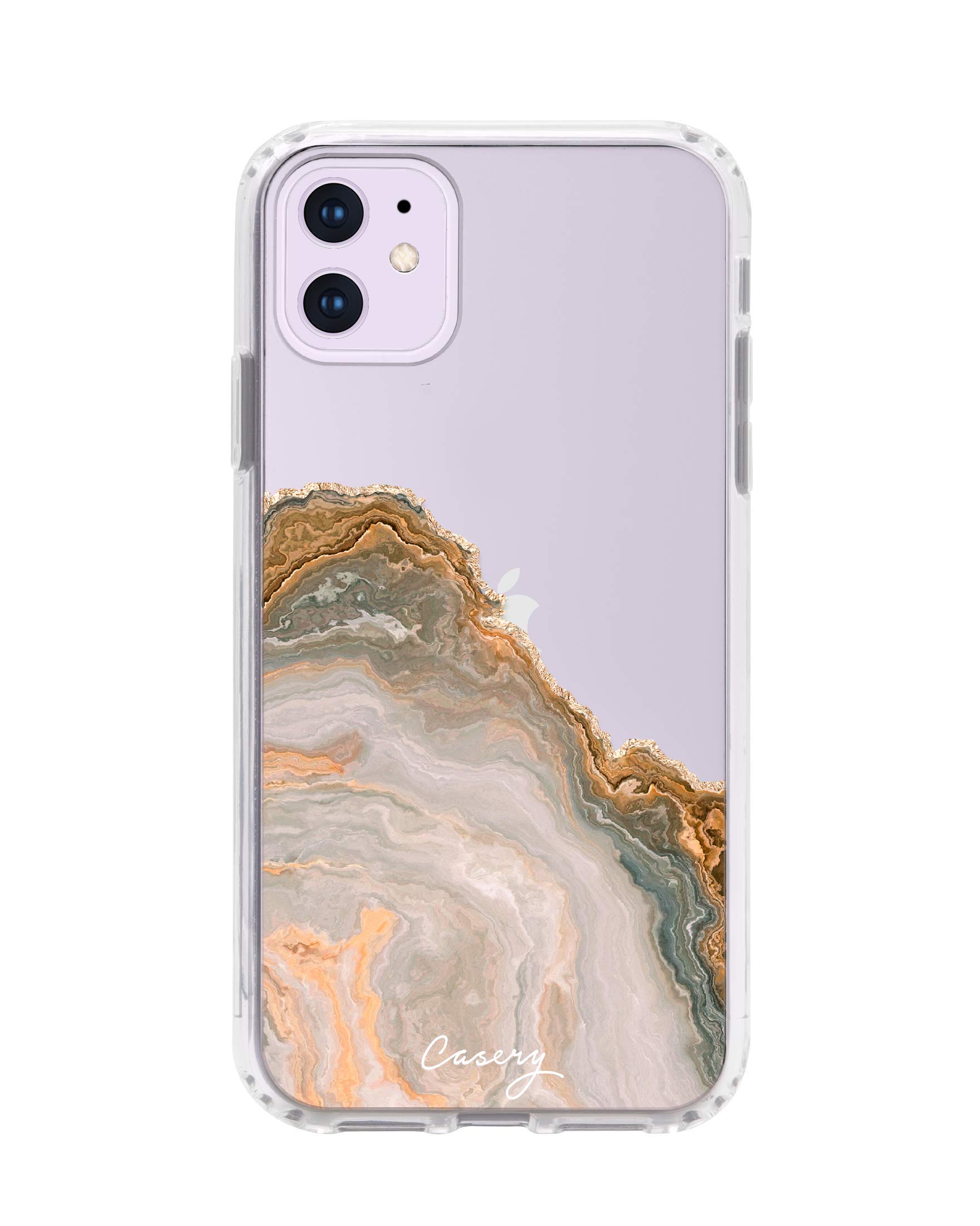 Casery White & Gold Agate iPhone 11 Case | Premium Protective Phone Cover with Marble Design | Perfect for Daily Use, Office & Travel Accessories