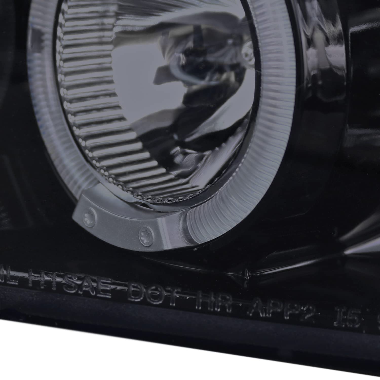 Spec-D Tuning Jet Black Halo Projector Headlights with Slim 6-LED DRL - Compatible with Dodge Ram 1500/2500/3500 (2009-2018) - Left & Right Pair Headlamp Assembly - Upgrade for Night Driving & Off-Road Adventures