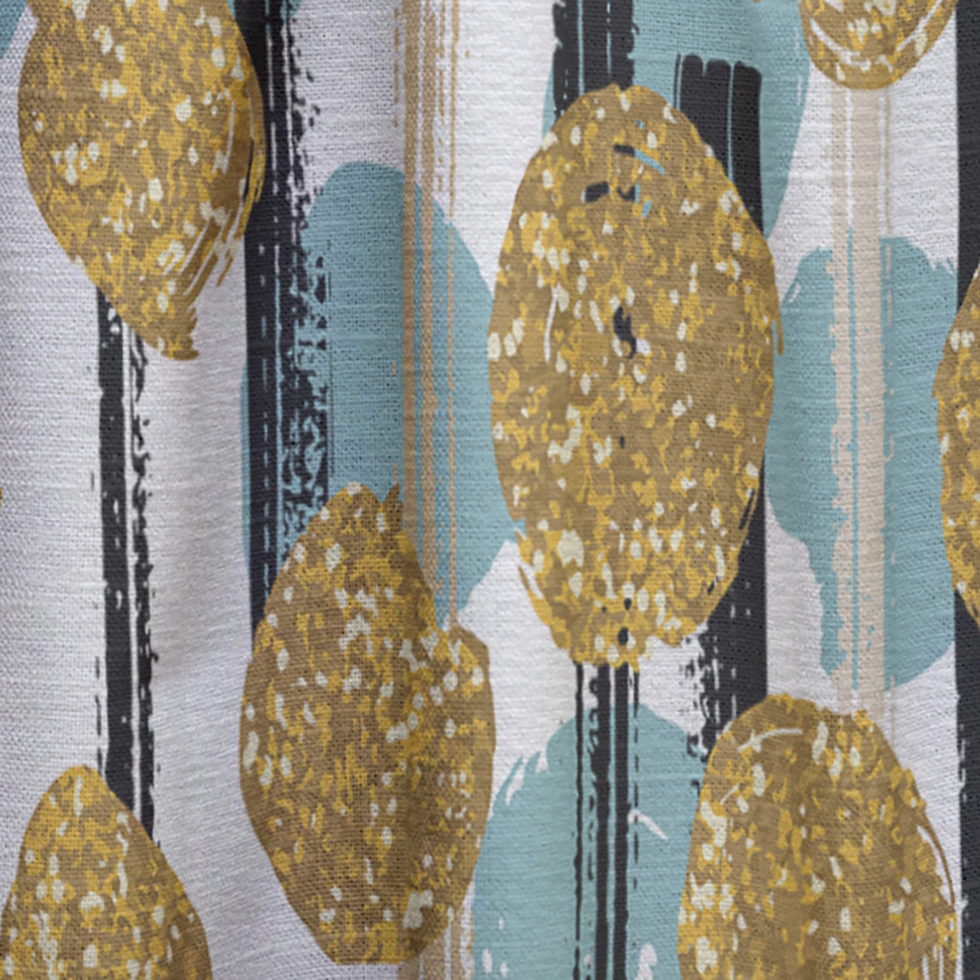 Hand Drawn Blue and Golden Glitter Circles Thermal Insulated Curtains - Single Panel 52x84 - Elegant Window Treatments for Bedroom & Living Room - Perfect for Home Decor, Privacy & Light Control