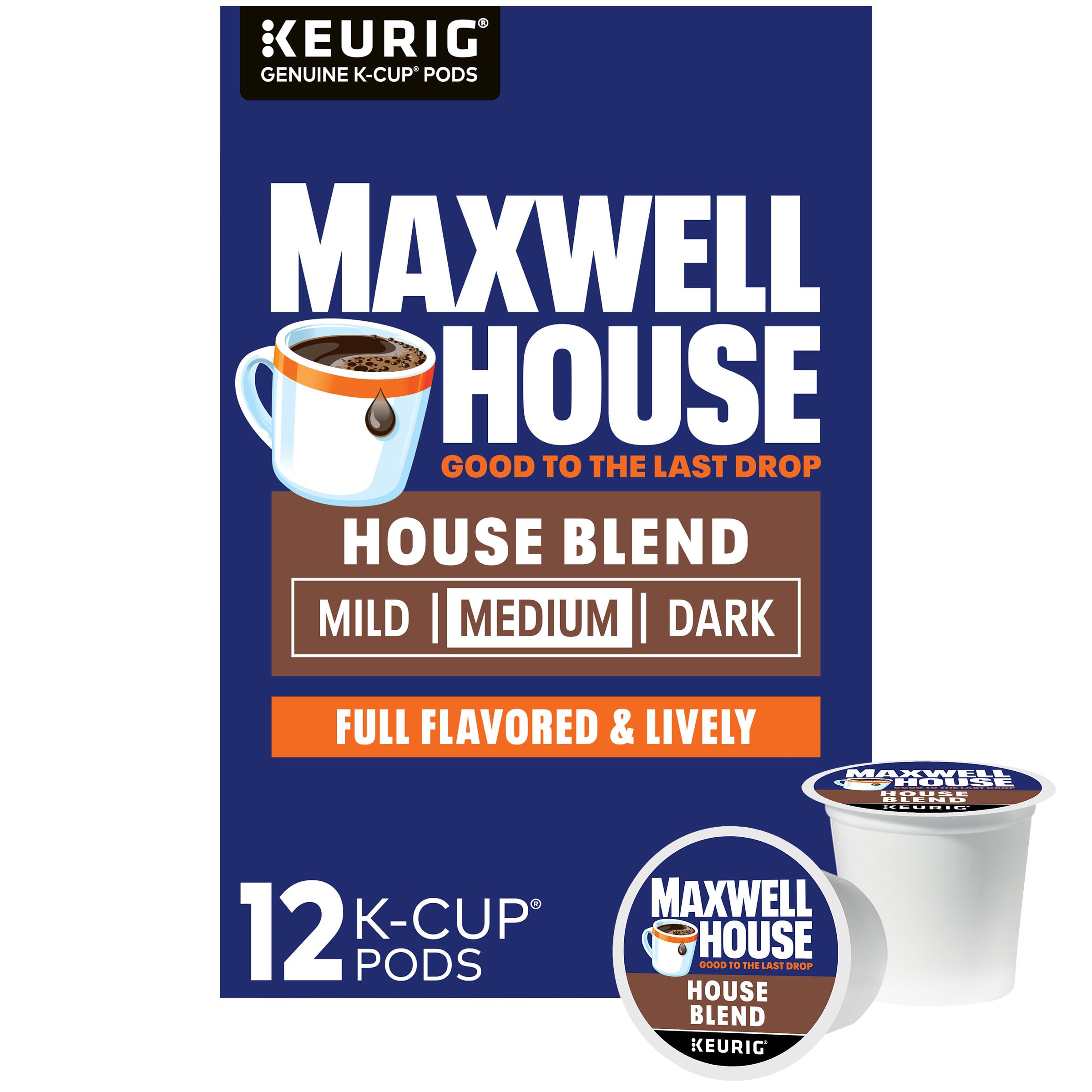 Maxwell House House Blend Medium Roast K-Cup Coffee Pods - 12 Count - Premium Coffee for Keurig Brewers - Perfect for Office, Home & Morning Energy Boost