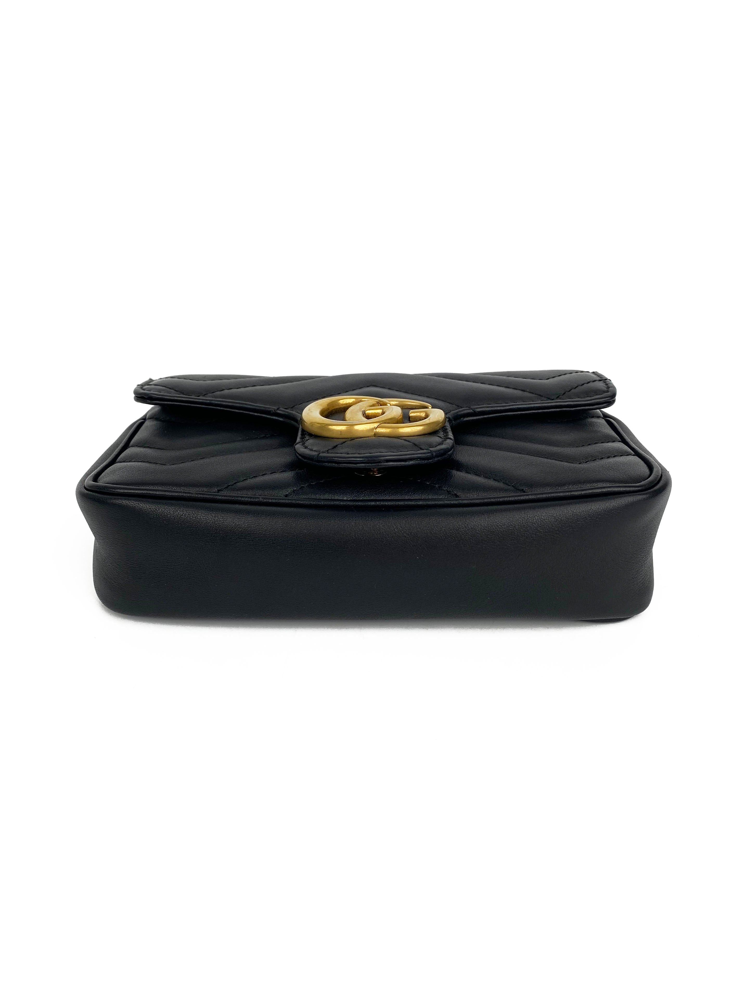 Gucci Black Super Mini Marmont Crossbody Bag - Luxury Leather Shoulder Purse for Women, Perfect for Date Night & Evening Outings