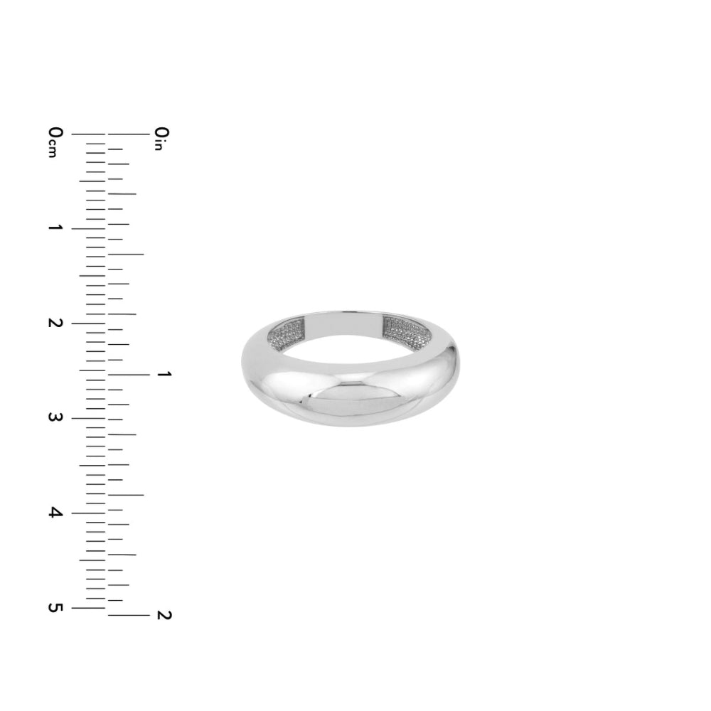 14K White Gold Wide Domed Ring for Women - Elegant Stackable Band, Perfect for Weddings, Anniversaries & Everyday Wear