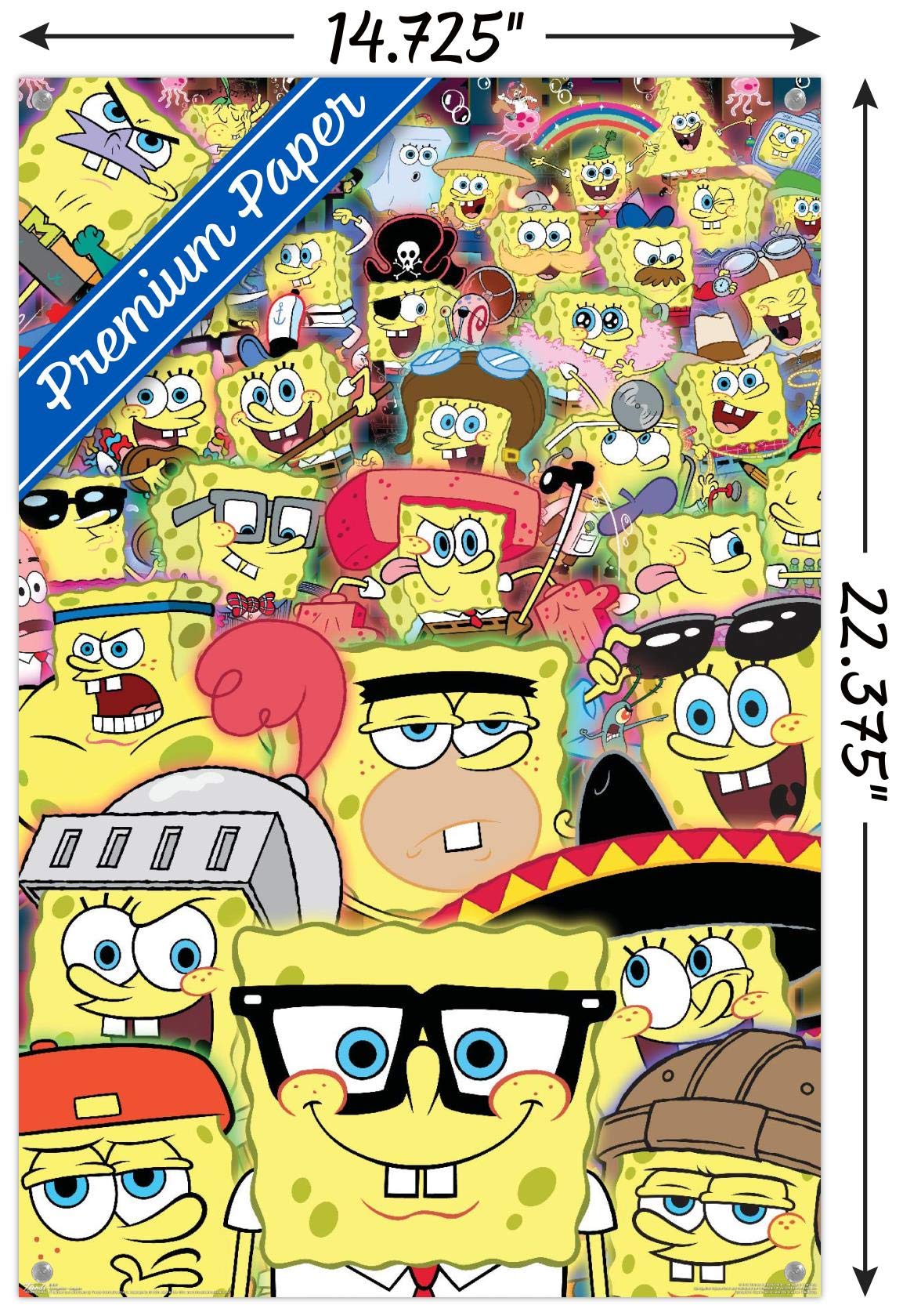 Trends International Nickelodeon SpongeBob SquarePants Disguise Wall Poster - 14.72 x 22.37 Inches Premium Quality Poster with Push Pins - Perfect for Kids' Bedroom Decor, Game Room & Classroom Wall Art