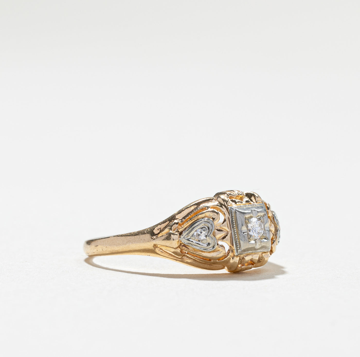 Vintage Three Stone Diamond Ring - 0.05 Carat Total Weight (CTW) - Size 6.5 - Elegant Engagement, Wedding, Anniversary Jewelry Gift for Women