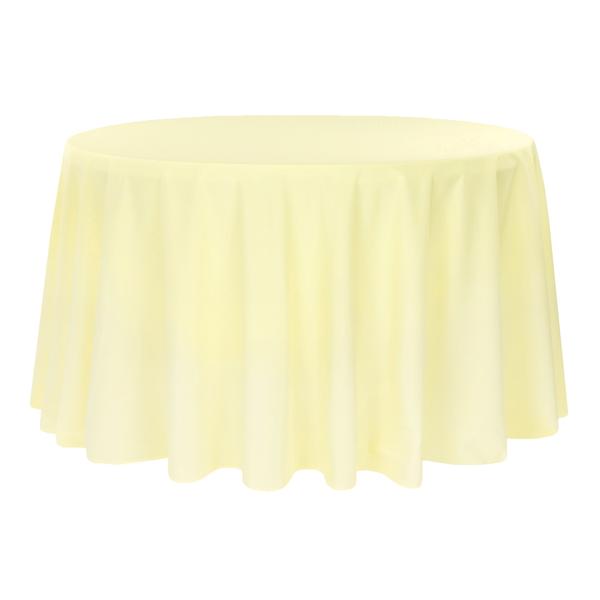 Premium Round 132-Inch Polyester Tablecloth - Pastel Yellow for Weddings, Parties & Formal Dining Events