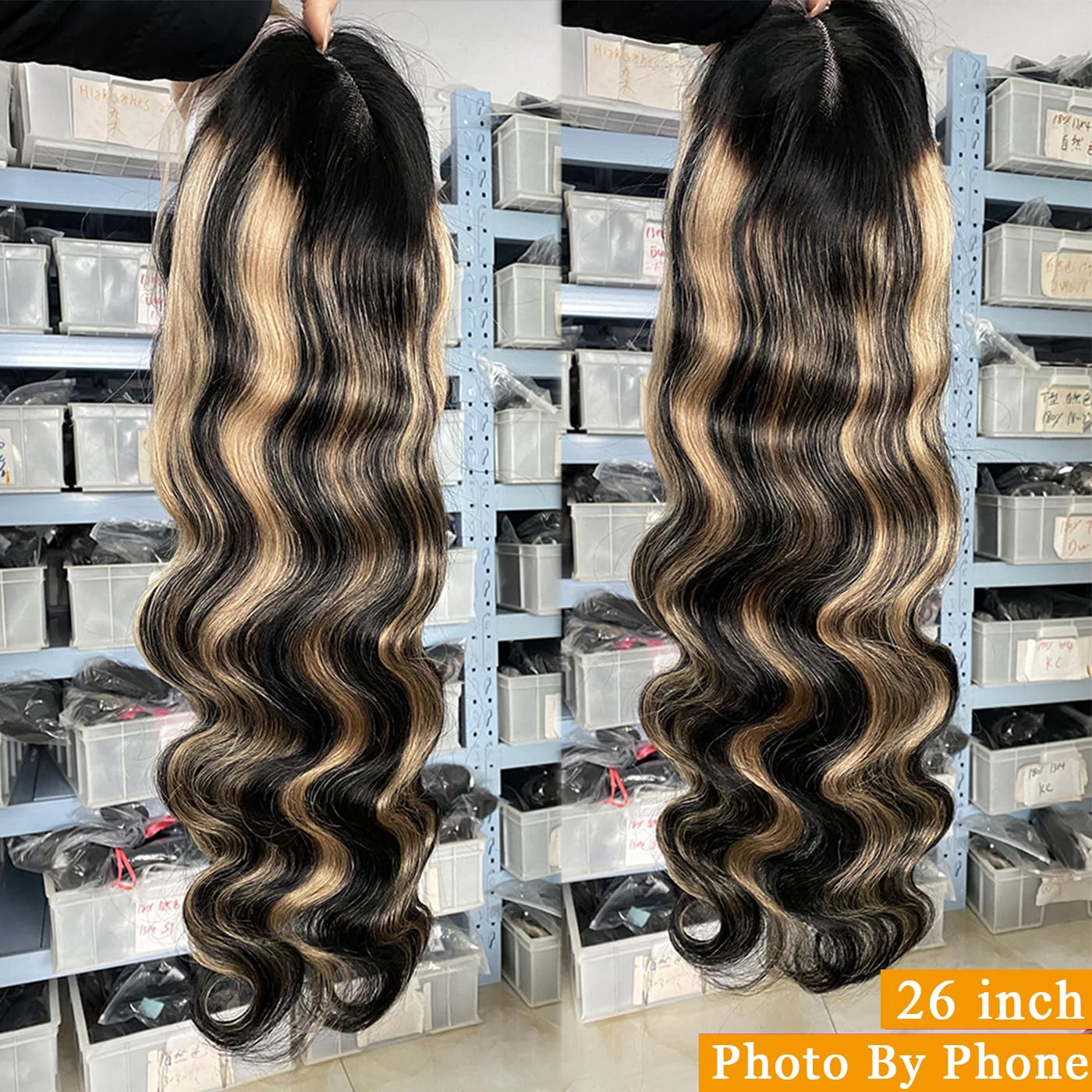26 Inch Ombre Lace Front Human Hair Wig - Pre Plucked 13x4 Lace Part - 1B/27 Balayage Body Wave - 200% Density Glueless Wigs for Women - Perfect for Daily Wear, Parties & Special Occasions