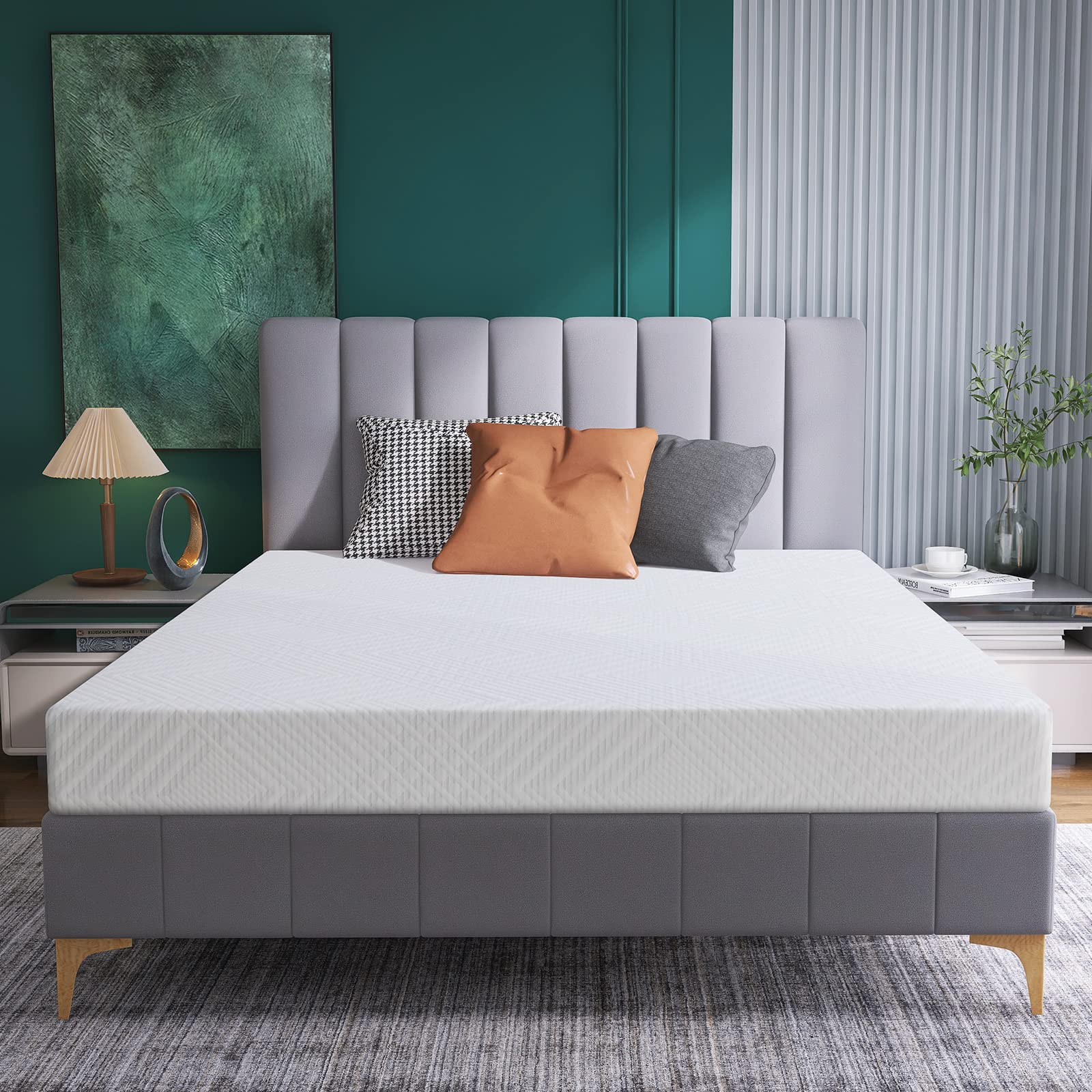 Opoiar 8 Inch Twin Size Green Tea Cooling Gel Memory Foam Mattress in a Box - Medium Firm Mattress, Fiberglass-Free, CertiPUR-US Certified, Pressure Relief & Temperature Regulation - Made in USA for Bedrooms, Guest Rooms & Dorm Rooms