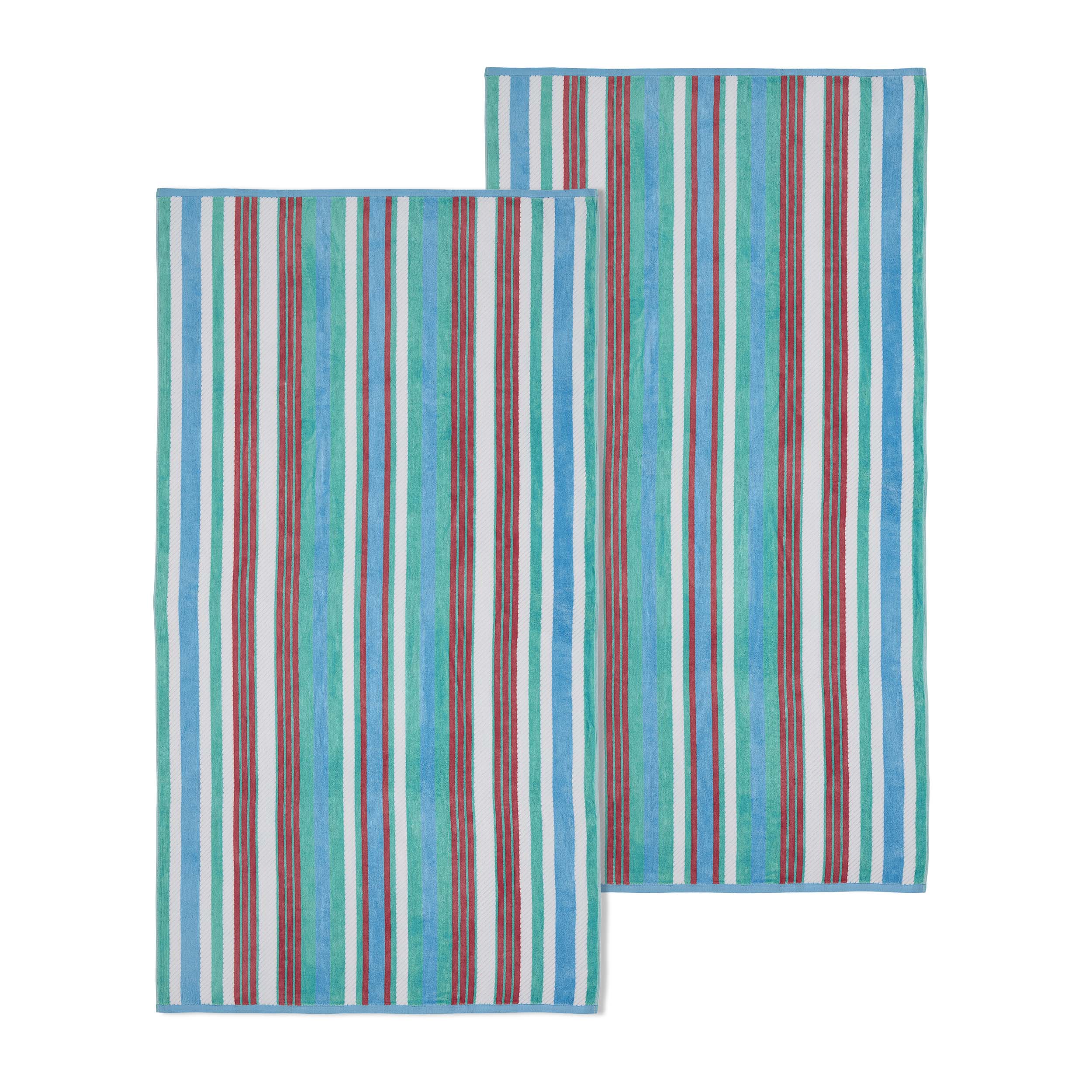 Premium Rope Textured Striped Oversize 2-Piece Beach Towel Set - Soft Quick-Dry Bath Towels for Pool, Beach, Yoga & Gym - Perfect Summer Accessories