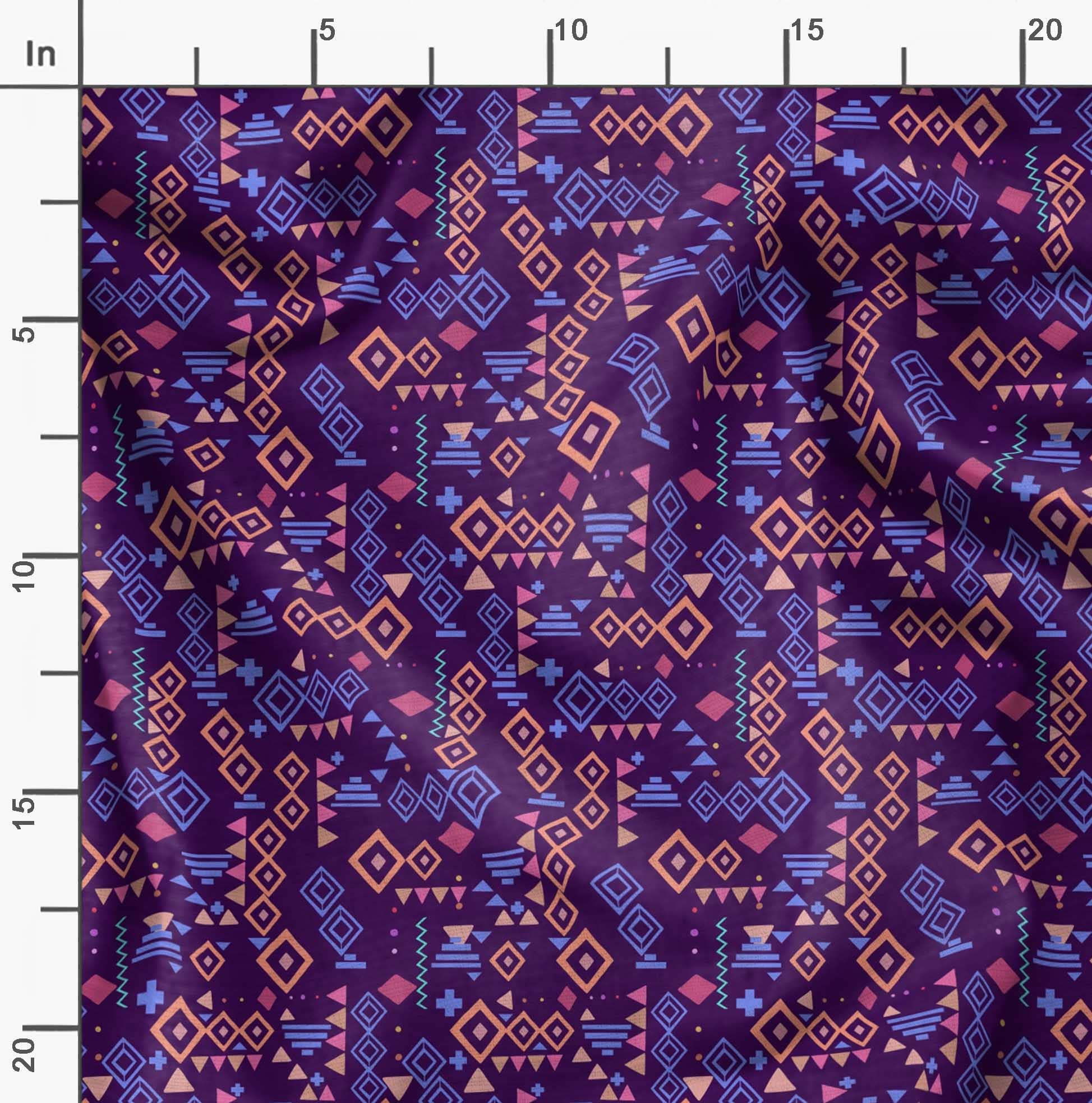 Soimoi Moss Georgette Purple Fabric by The Yard - 42 Inch Wide Diamond Geometric Print Chiffon Material for Dresses, Curtains & Home Decor | Elegant Floral Design Lightweight Drapery Fabric for Sewing, DIY Crafts & Upholstery Projects