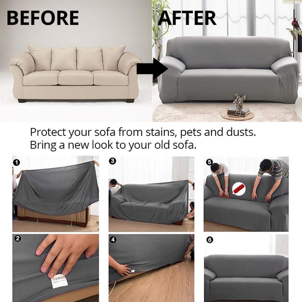 Stretchable Sofa Cover - Universal Elastic Couch Slipcover for Sectional & Loveseat, Dust-Proof Spandex Fabric in Purple - Perfect for Living Room Furniture Protection & Home Decor