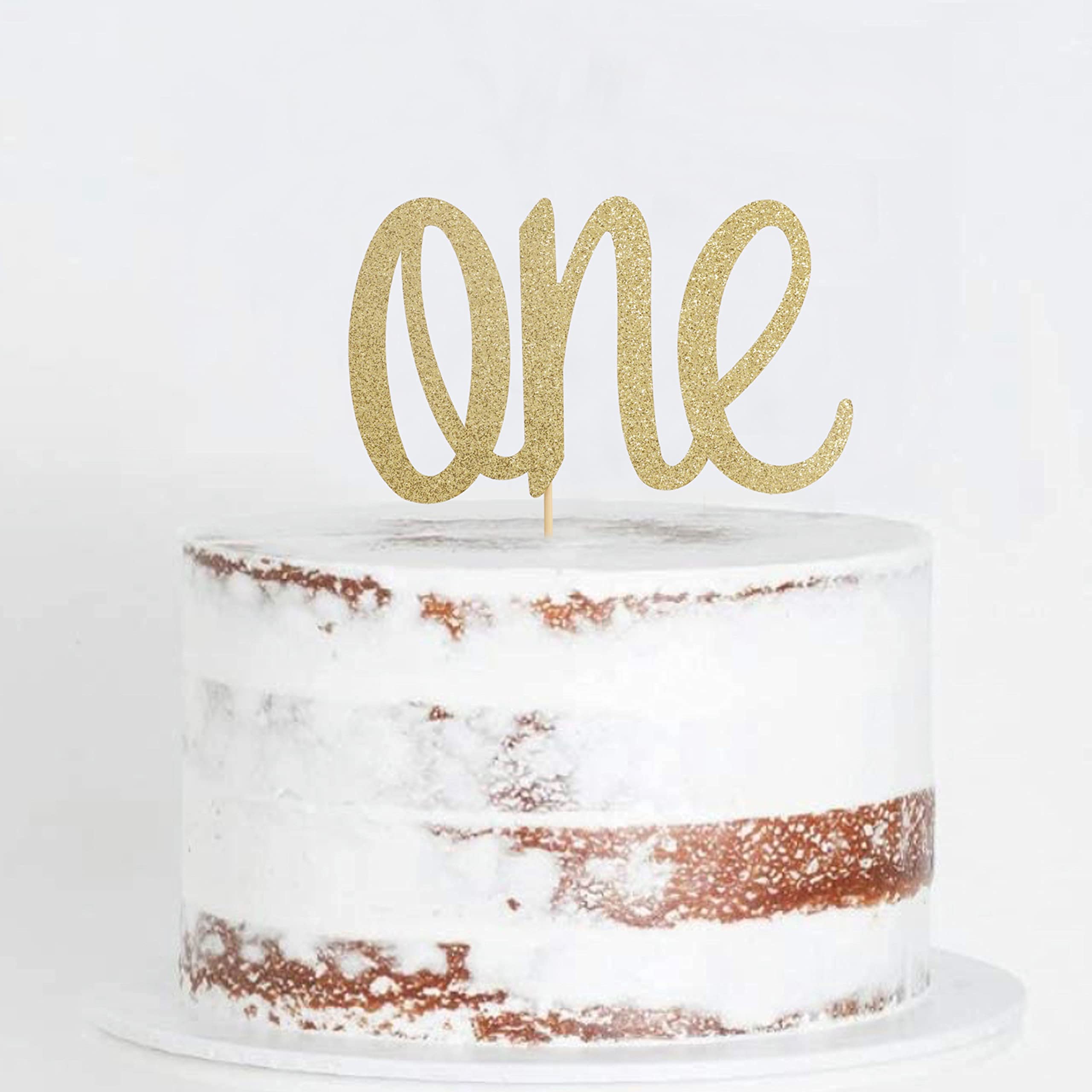 Gold Glitter 'ONE' Cake Topper for 1st Birthday - Photo Prop & Smash Cake Decoration | Perfect for Baby's First Birthday Party, Cake Smash Photo Shoot, and Celebration Decor