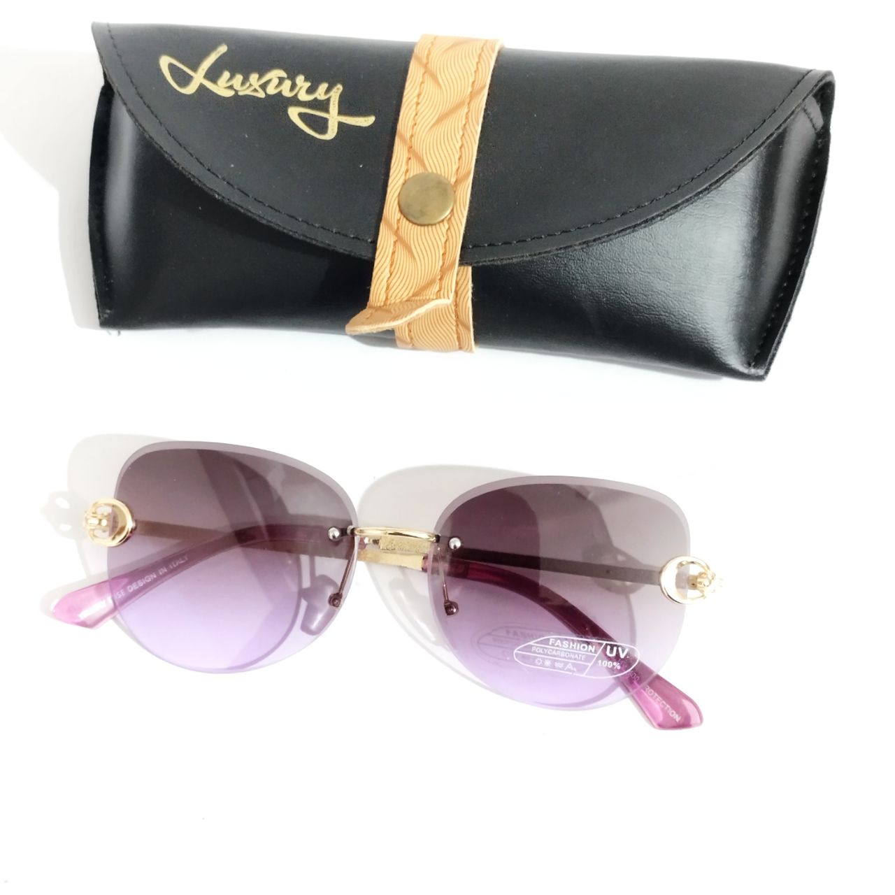 Stylish Purple Rimless Sunglasses for Women - UV Protection & Lightweight Design - Perfect for Driving, Beach & Outdoor Activities