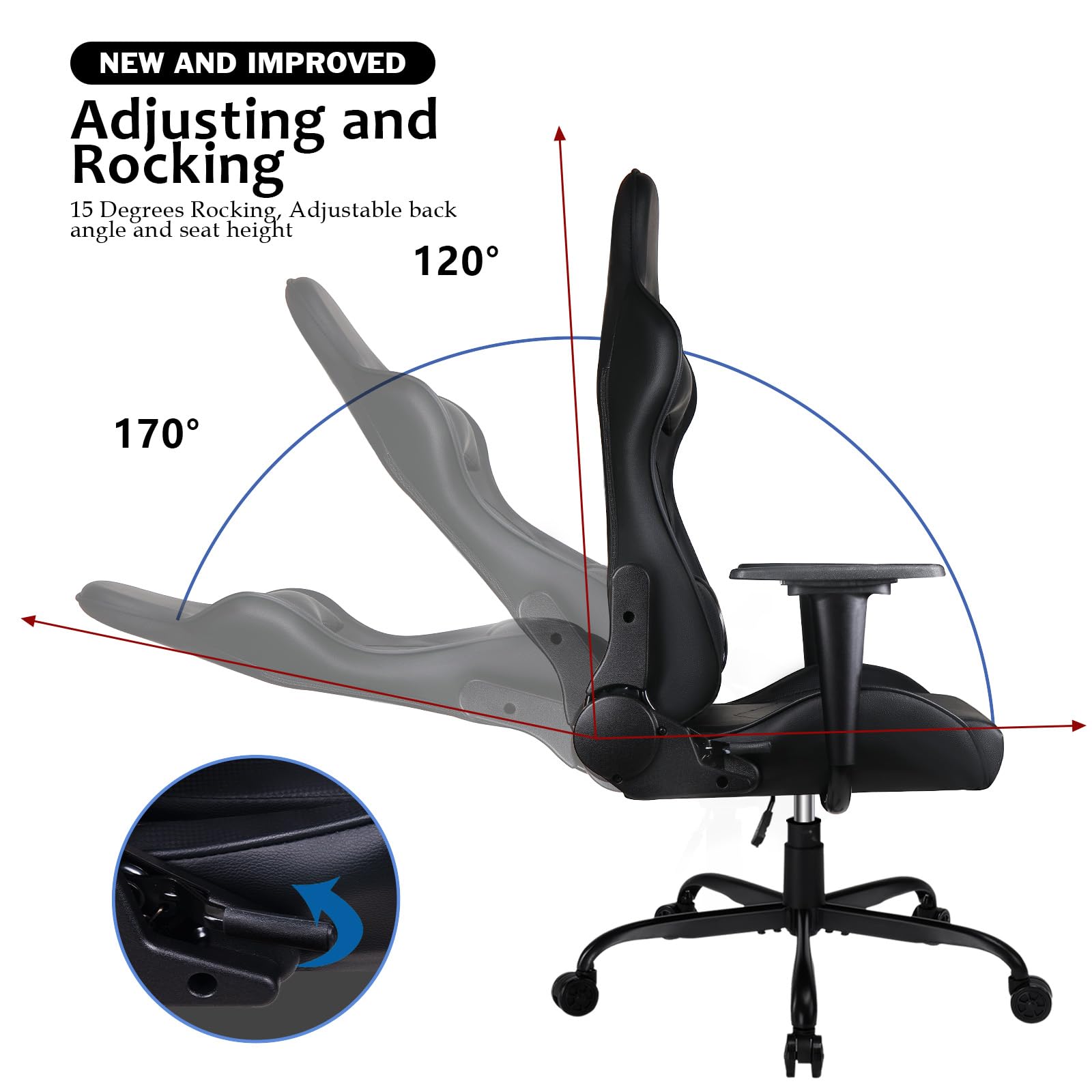 VITESSE Ergonomic Gaming Chair for Adults - 330 lbs Weight Capacity, Adjustable Height, Swivel PC Computer Office Chair with Lumbar Support & Headrest - Perfect for Gaming, Streaming, and Long Work Sessions