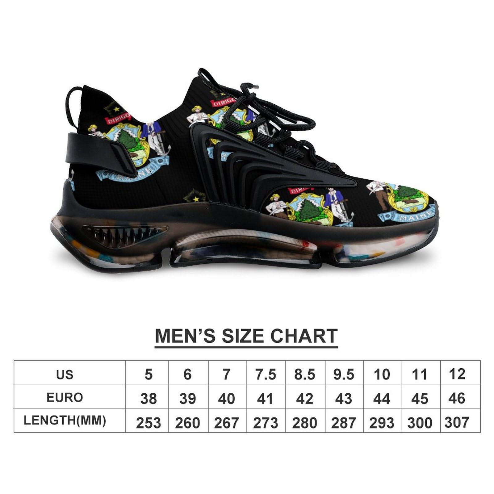 **Maine State Flag Men's Running Shoes - Lightweight Athletic Sneakers for Gym, Hiking & Outdoor Sports - Comfortable Walking Shoes for Jogging & Fitness Training**