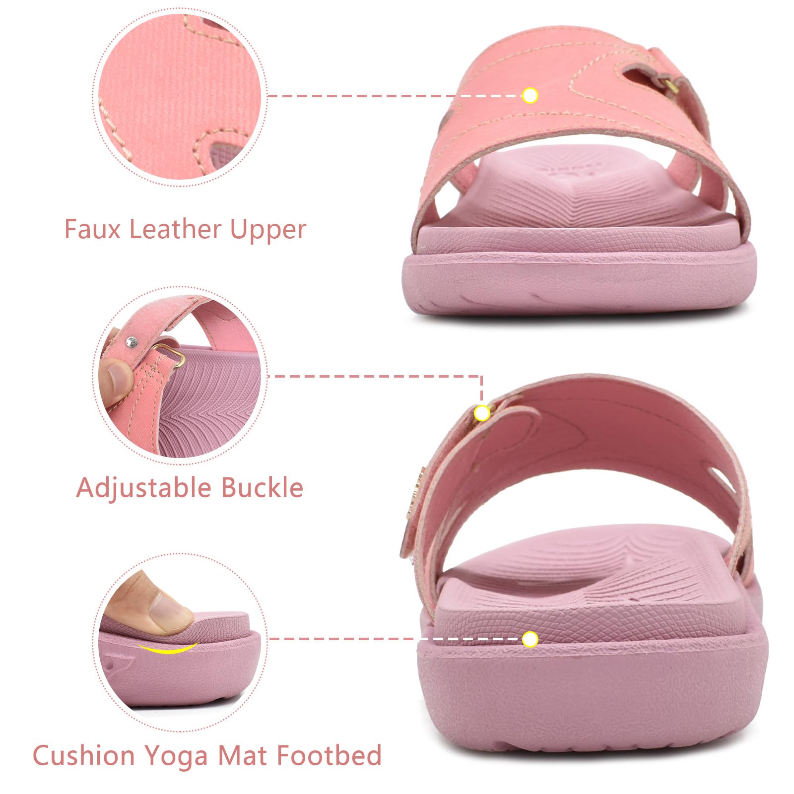 KuaiLu Women's Orthotic Slides - Lightweight Yoga Sandals with Thick Cushion & Arch Support for Plantar Fasciitis - Perfect for Yoga, Gym, and Home Comfort