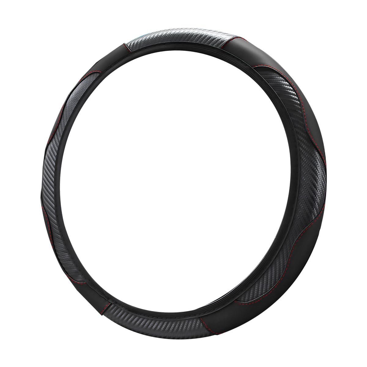 Premium Microfiber PU Leather Steering Wheel Cover - 15 Inch Carbon Fiber Design, Breathable & Anti-Slip for Men & Women - Universal Fit for Most Cars - Perfect for Daily Commuting, Road Trips & Winter Driving (Black)