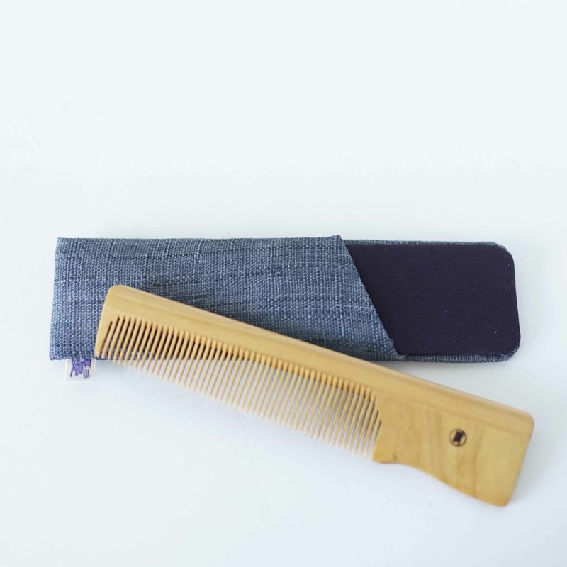 Handmade Kyoto Japanese Akane (Madder) Wooden Hair Comb with Linen Case - Traditional Japanese Hair Accessory for Women, Bridal, Kimono & Tea Ceremony Use