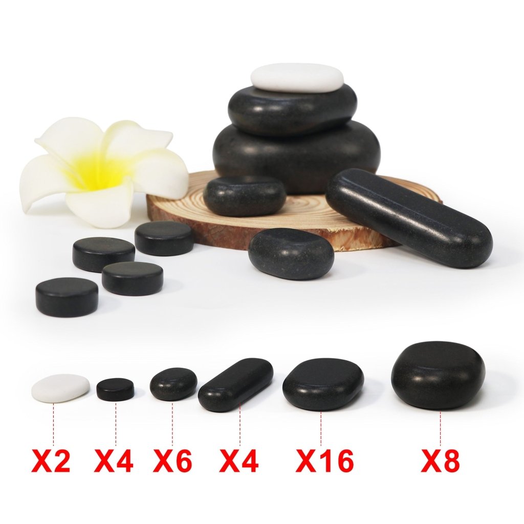 Deluxe 40-Piece Hot Stone Massage Kit with Black Lava Basalt Rocks - Professional Full Body Relaxation for Spa, Home Therapy & Couples Massage
