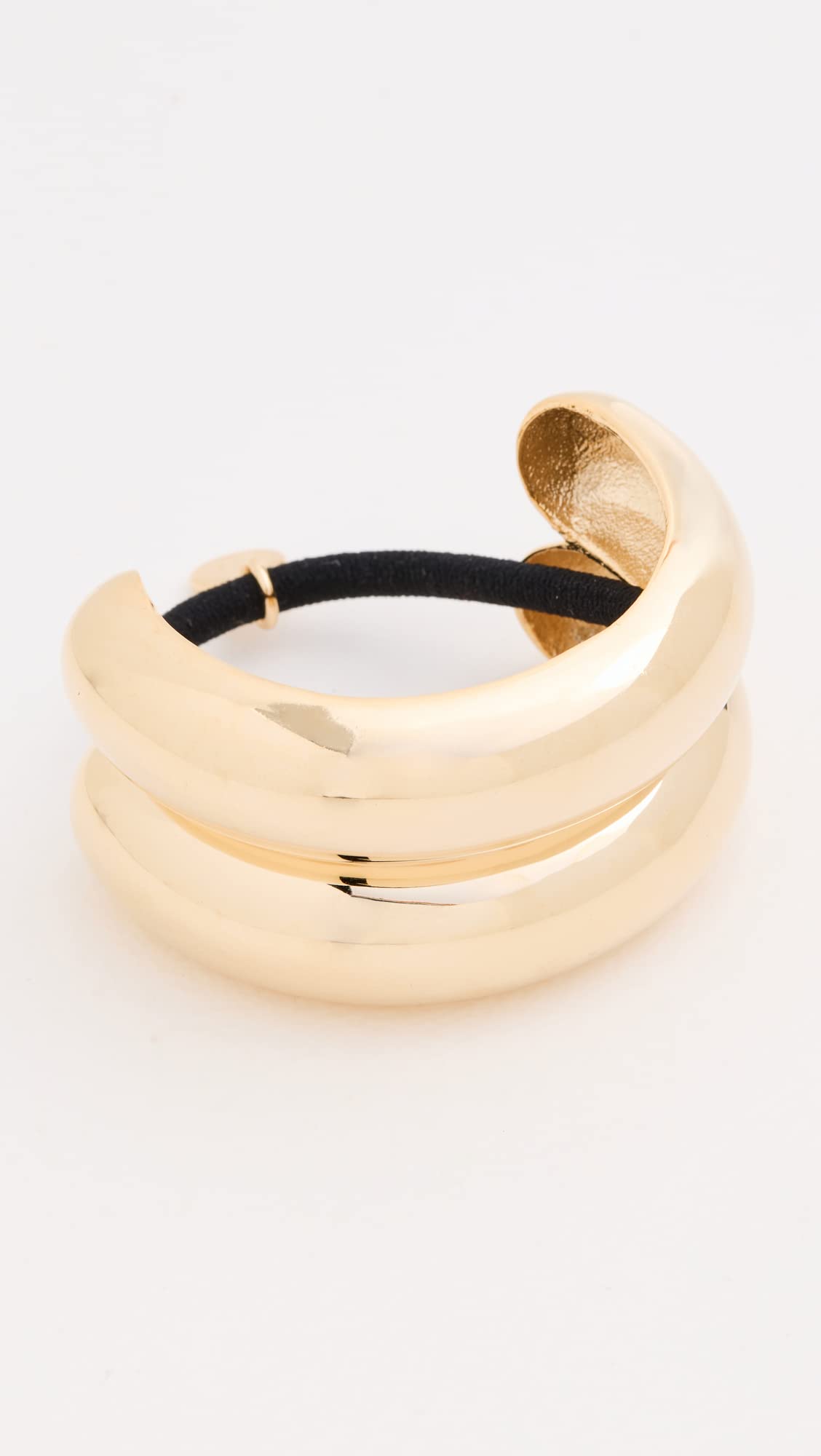 LELET NY Women's Glossy Double Arch Ponytail Hair Tie - Gold Hair Accessories for Women, One Size - Perfect for Work, Gym, Party & Everyday Hairstyles