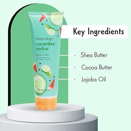 Cucumber Melon Body Cream for Women - 8 oz Hydrating Moisturizer | Perfect for Dry Skin Care & Daily Use