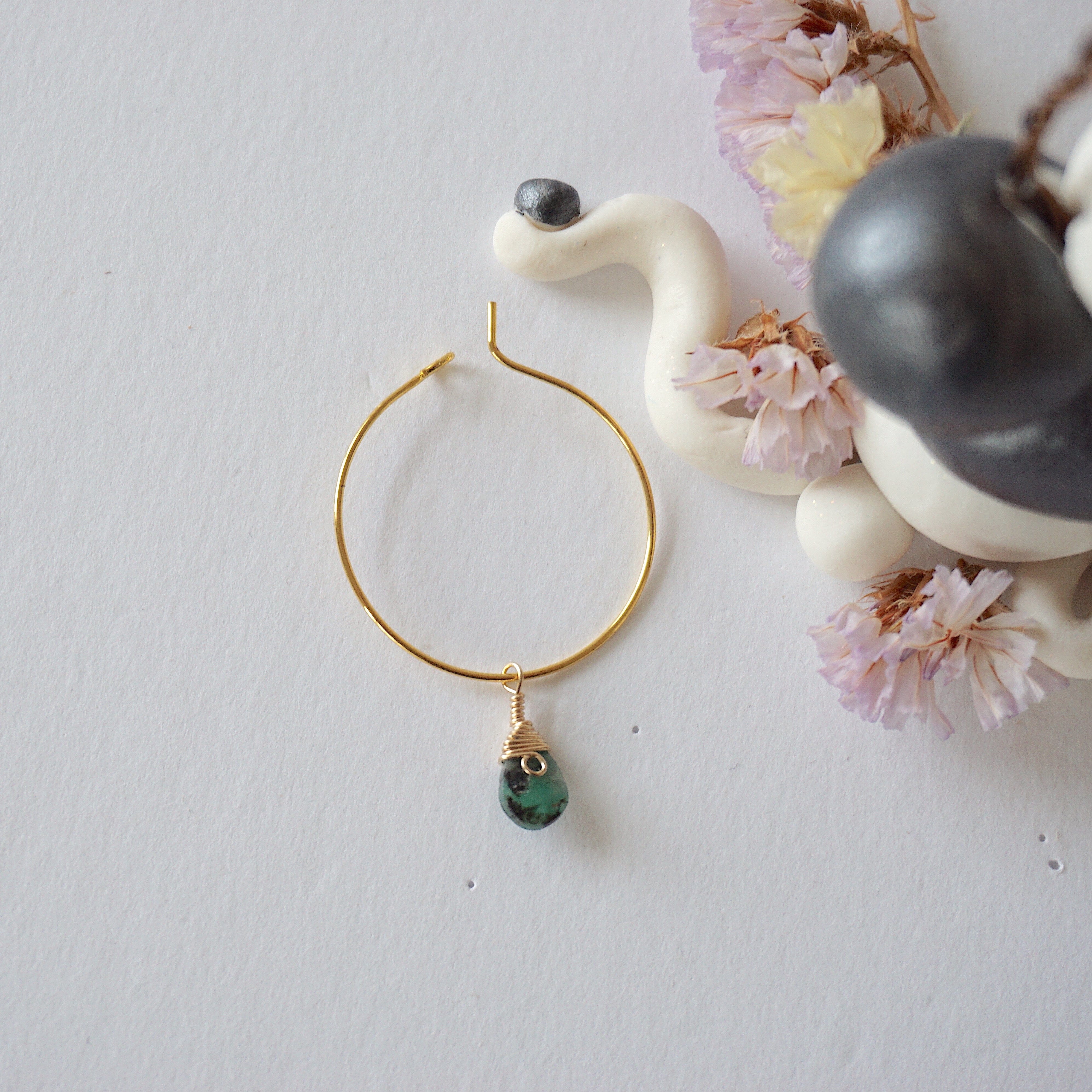 Exquisite Emerald Charm Gold Plated Hoop Earrings for Women - Elegant Dangle Jewelry for Party, Wedding & Everyday Wear