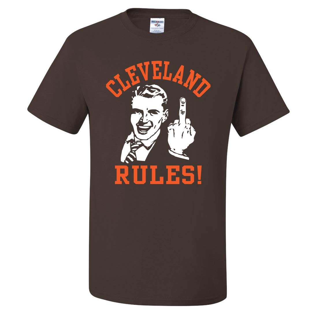 Clancey Printing Cleveland Rules Middle Finger T-Shirt - Funny Sarcastic Graphic Tee for Men & Women - Perfect for Casual Wear, Parties & Gifts