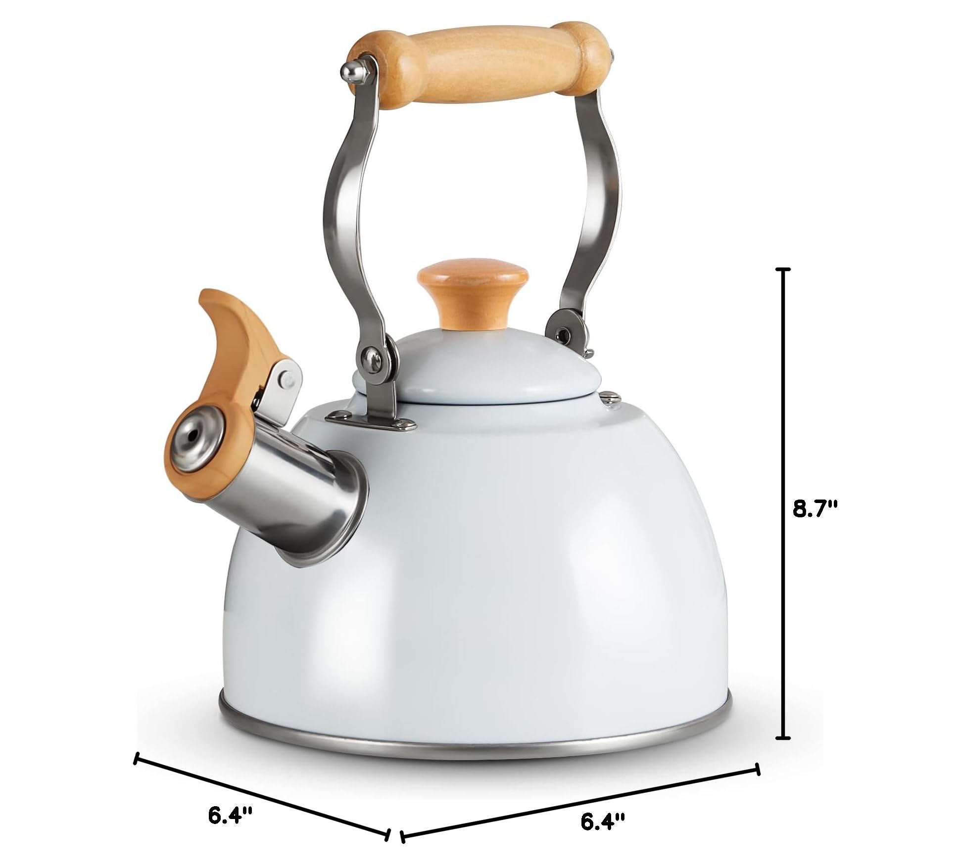 ROCKURWOK 1.6 Quart Stainless Steel Whistling Tea Kettle - Cool Touch Ergonomic Handle, Stovetop Safe, Food Grade 18/8 Stainless Steel Teapot for Gas & Electric Stoves - Perfect for Home, Office, Camping & Tea Parties (White)