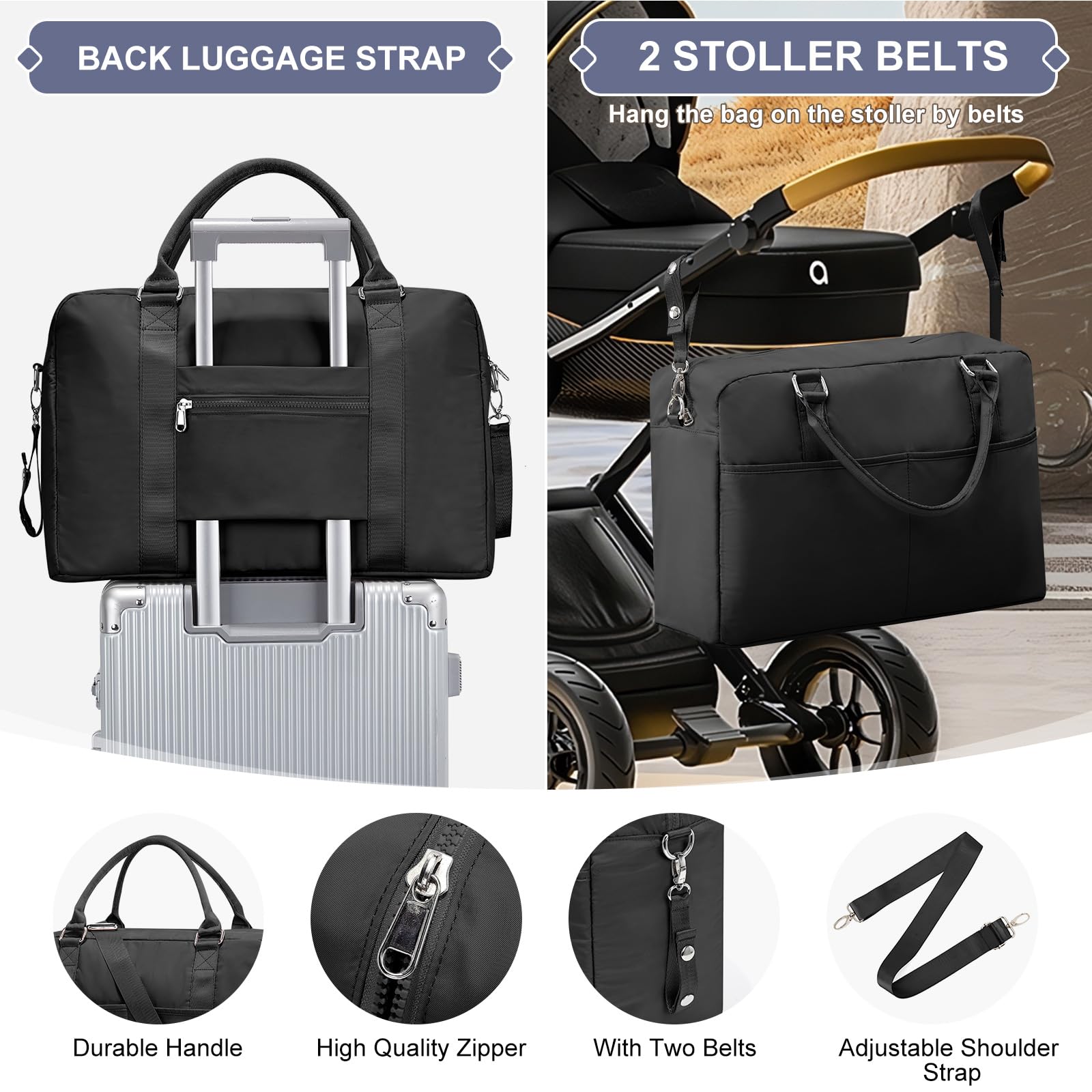 **Women's Weekender Travel Bag - Overnight Duffel Carry On with Wet Pocket & Trolley Sleeve - Gym Sports Bag for Workouts, Weekend Getaways & Air Travel**