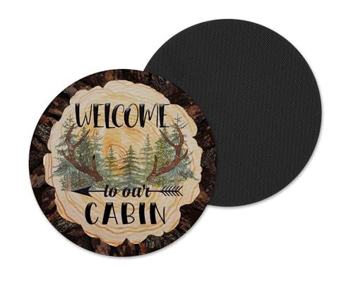 Wood Slice Welcome to Cabin