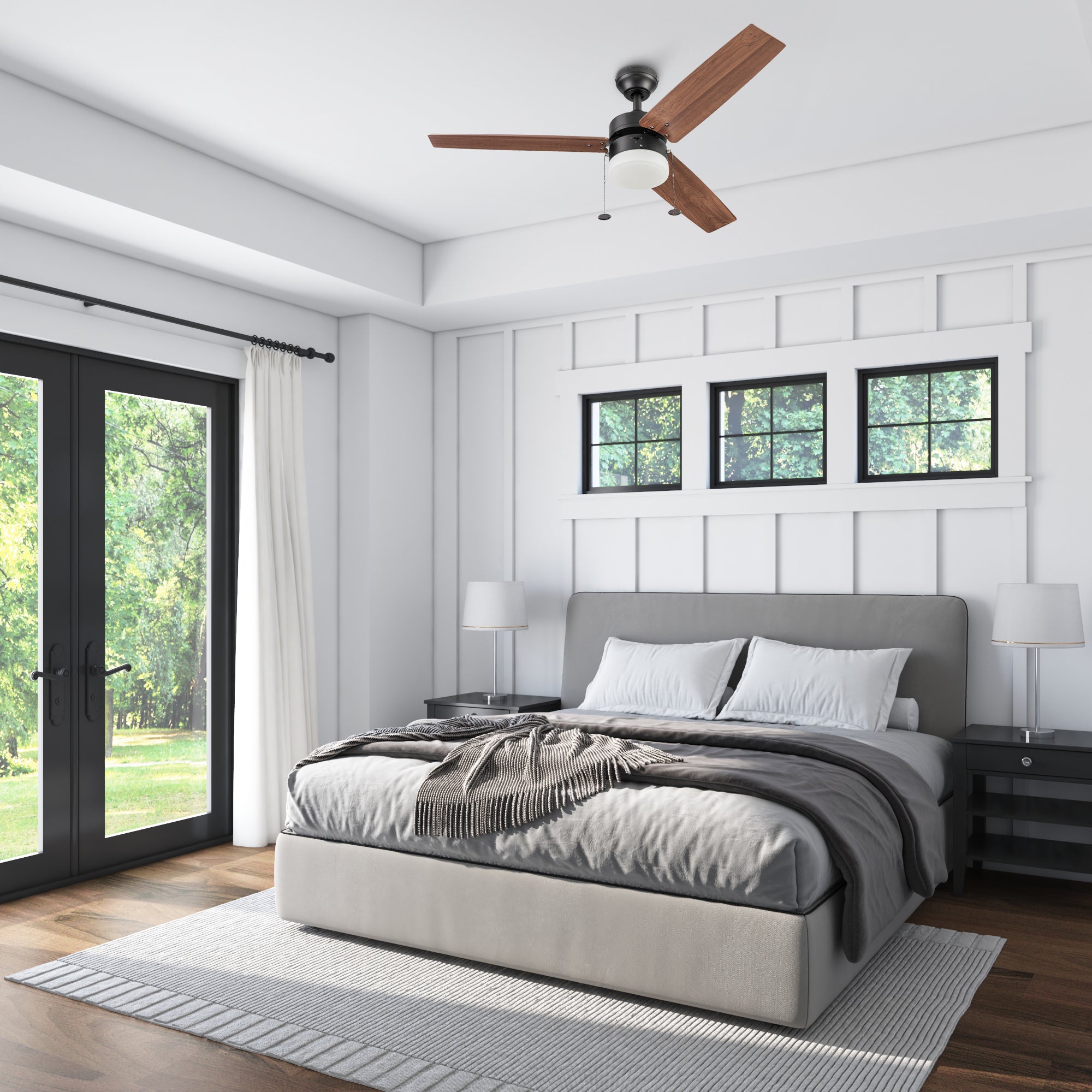 48 Inch Bronze Ceiling Fan with Pull Chain - Modern & Energy Efficient - Perfect for Living Room, Bedroom, or Patio