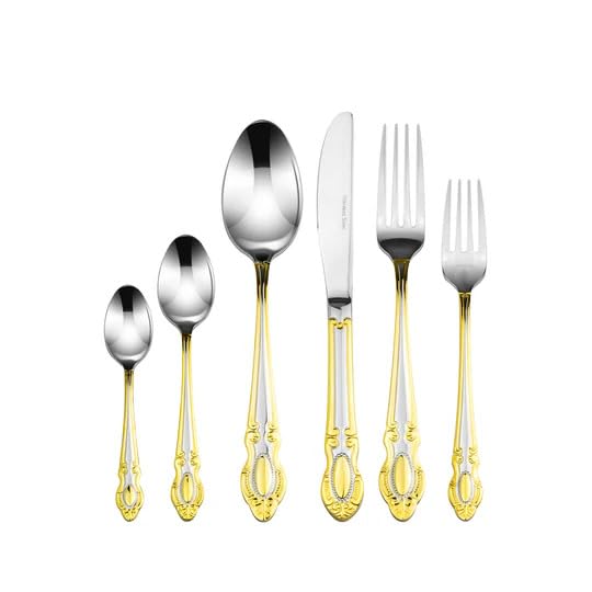 75-Piece Luxury Flatware Set for 12 with Storage Case - 24K Gold Plated Premium Dining Cutlery - 18/10 Surgical Stainless Steel Silverware - Hostess Serving Set in Elegant Chest - Perfect for Weddings, Dinner Parties & Formal Gatherings