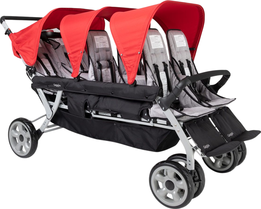 Gaggle Jamboree 6-Seat Stroller for Large Families - Lightweight Multi-Kid Baby Stroller with Canopy & Storage Basket - Perfect for Theme Parks, Zoos, and Group Outings