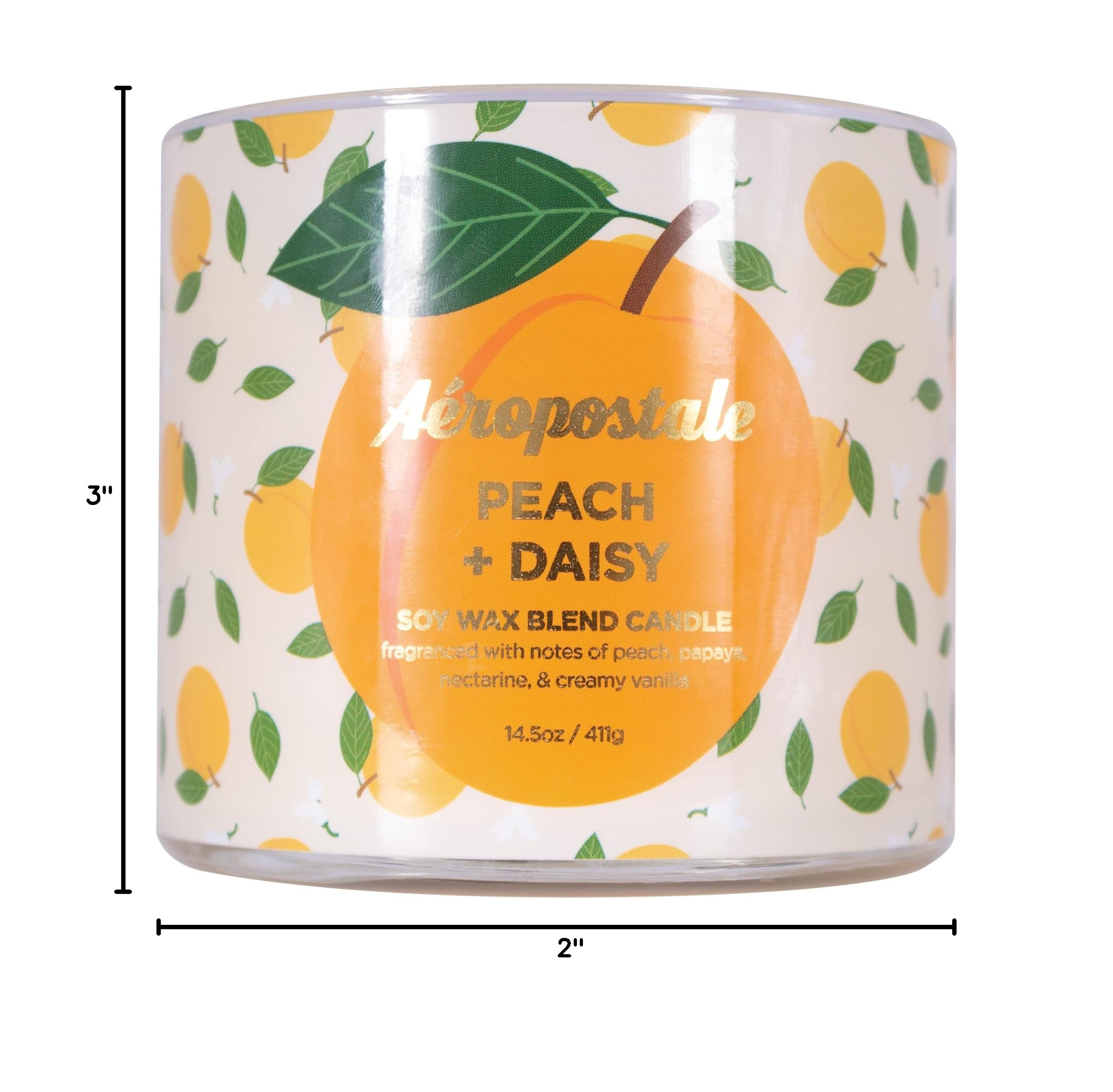 Aeropostale Peach & Daisy Scented Soy Candle - Long-Lasting, Natural Fragrance for Home, Office, and Relaxation