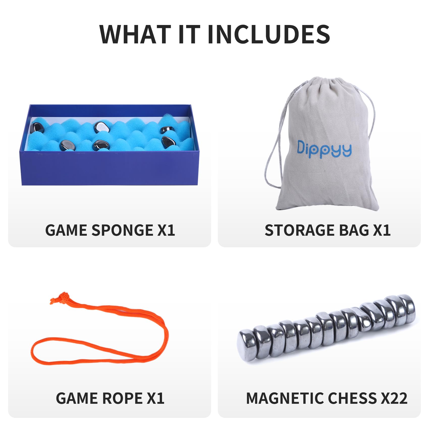 Magnetic Chess Game Set with Stones & String - Portable Travel Chess Board for Kids & Adults - 2 Ways to Play - Perfect for Road Trips, Camping & Family Game Nights