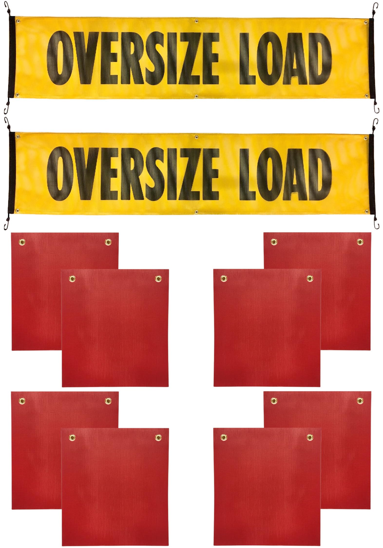Oversize Load Sign for Trucks - Heavy Duty Reflective Oversized Load Banner with Bungee Hooks & Red Safety Flags - DOT Compliant Warning Sign for Transporting Large Equipment (Perfect for Semi Trucks, Trailers & Construction Vehicles)