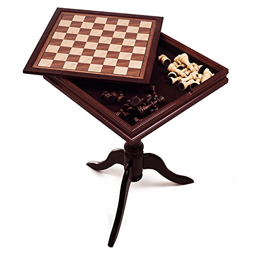 Premium Wooden Chess & Backgammon Game Table Set with Storage - Includes 2 Bonus Playing Card Decks for Family Game Nights & Coffee Table Entertainment