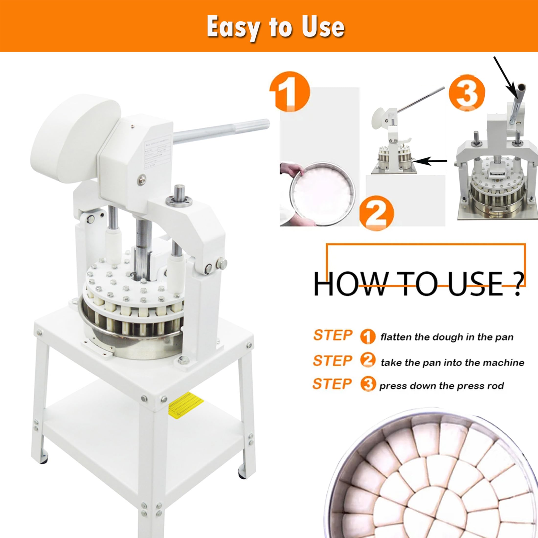INTSUPERMAI 40-Piece Commercial Dough Divider Machine - Hydraulic Manual Dough Rounder & Cutter for Bread, Bakery, Pizza Dough - Perfect for Restaurants, Bakeries & Home Baking