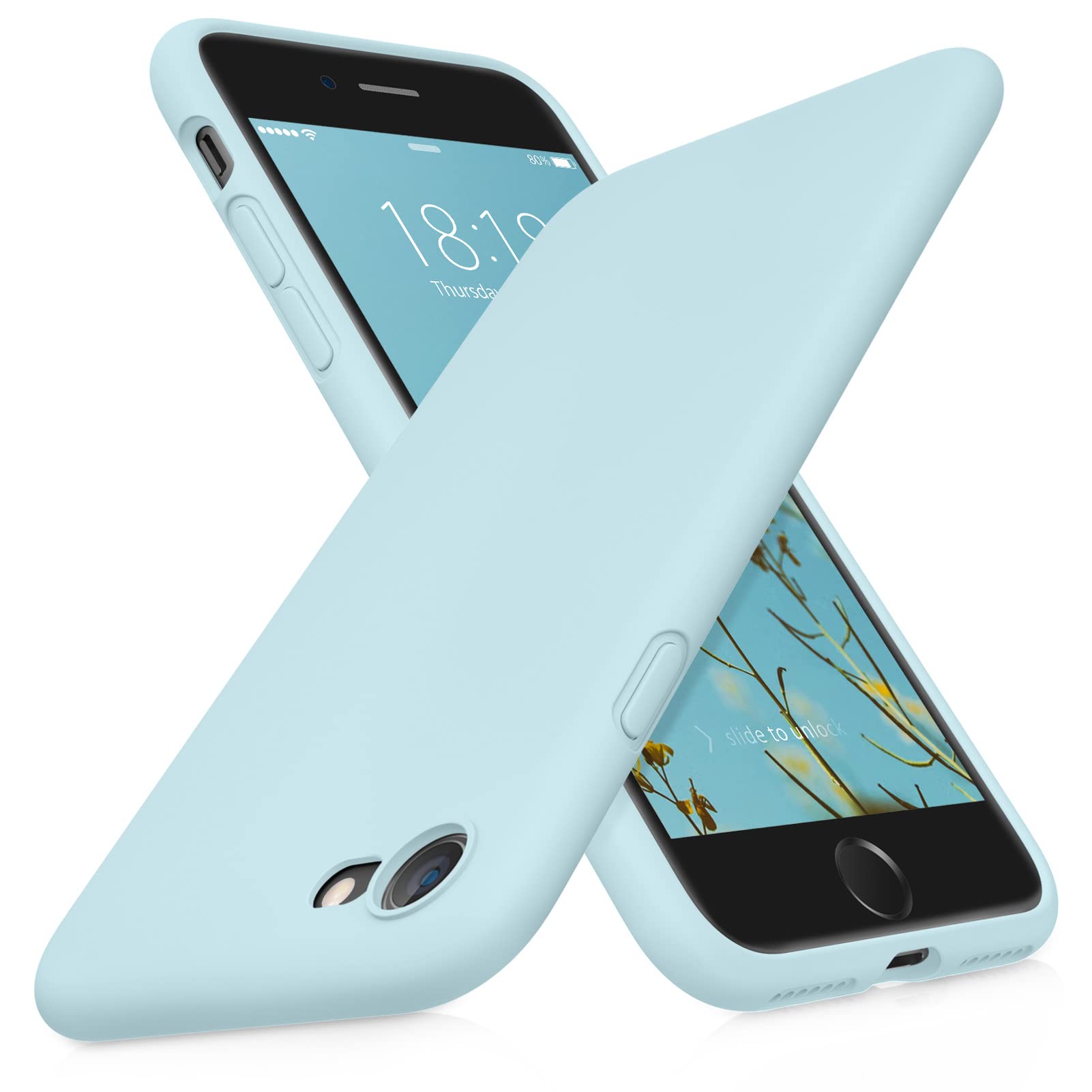 Liquid Silicone Phone Case for iPhone SE 2022/2020, iPhone 8 & iPhone 7 (4.7 Inch) - Soft Protective Cover for Women, Girls & Boys - Ice Blue | Slim Fit, Shockproof & Anti-Slip Design for Everyday Use & Travel