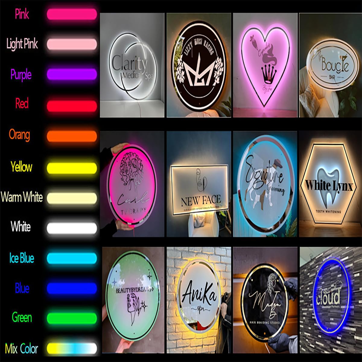 Custom LED Neon Sign for Business & Home Decor - Personalized UV Printed Acrylic Logo Sign - Perfect for Bars, Restaurants, Salons & Bedroom Wall Art - Durable & Energy Efficient Lighting for Storefronts, Weddings & Man Caves