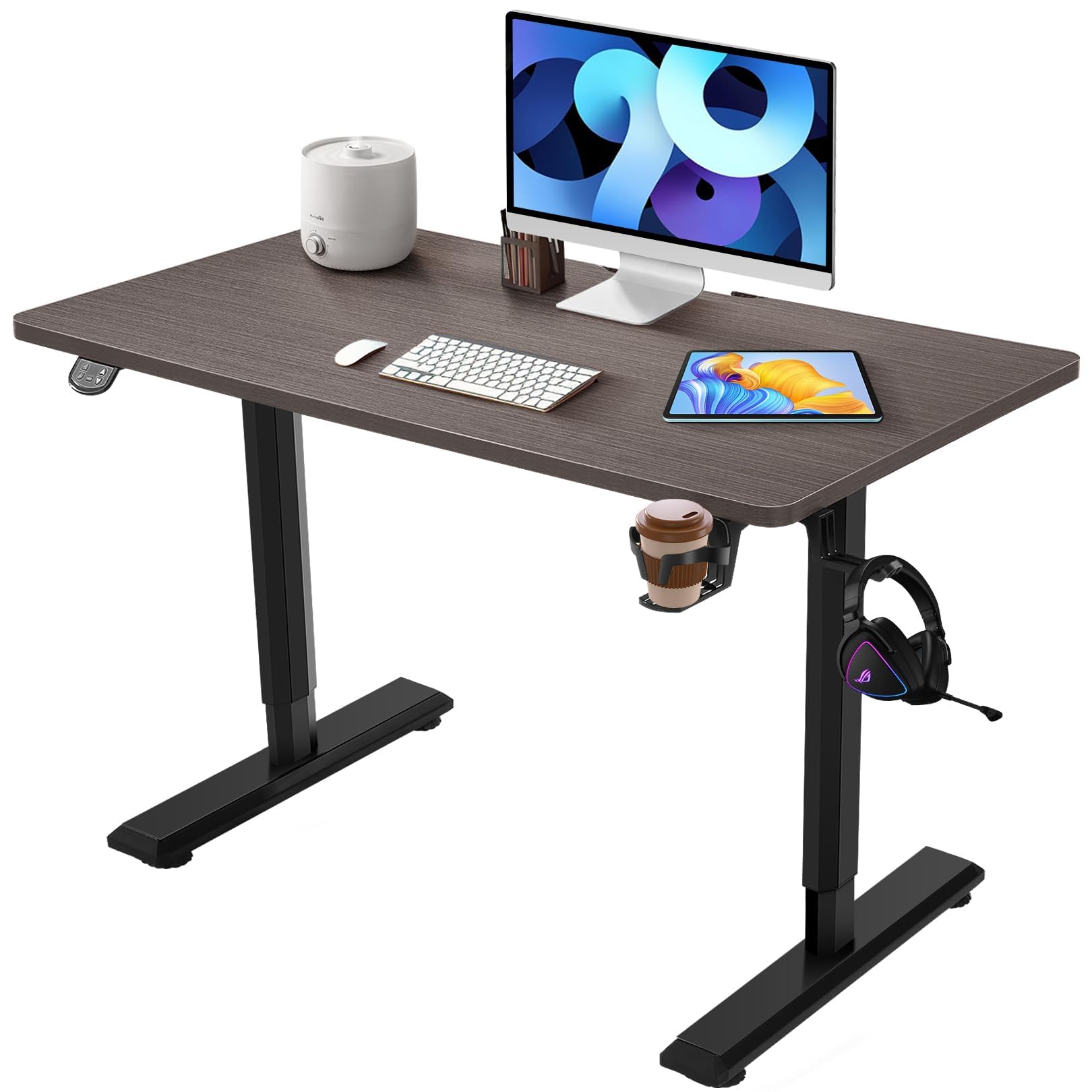 Himimi Electric Height Adjustable Desk 110 x 60 cm - Ergonomic Standing Work Table with 4 Memory Presets, Sit Stand Computer Desk for Home Office, Gaming & Workspace