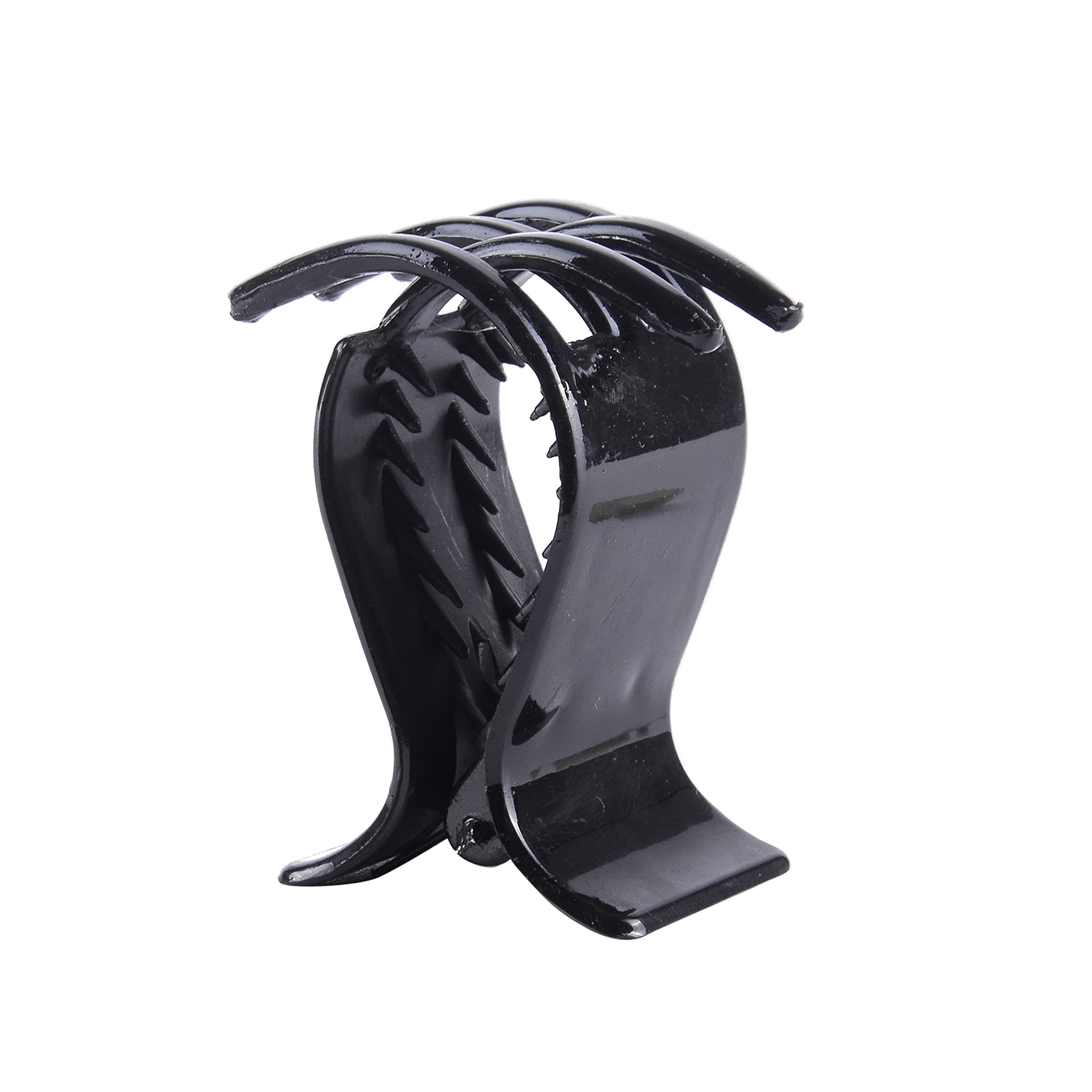 Falkiya Black Plastic Hair Claw Clips for Women - Medium Size Trendy Hair Clutch (4-Pack) - Perfect for Ponytails, Buns & Everyday Hairstyles