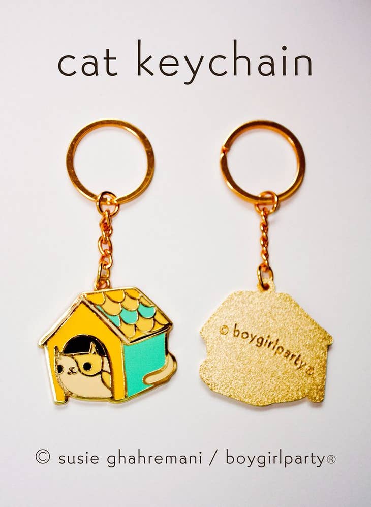 Cute Cat House Keychain - Adorable Miniature Cat Home Keyring for Cat Lovers - Perfect for Keys, Bags & Gifts - Great for Pet Owners & Animal Enthusiasts