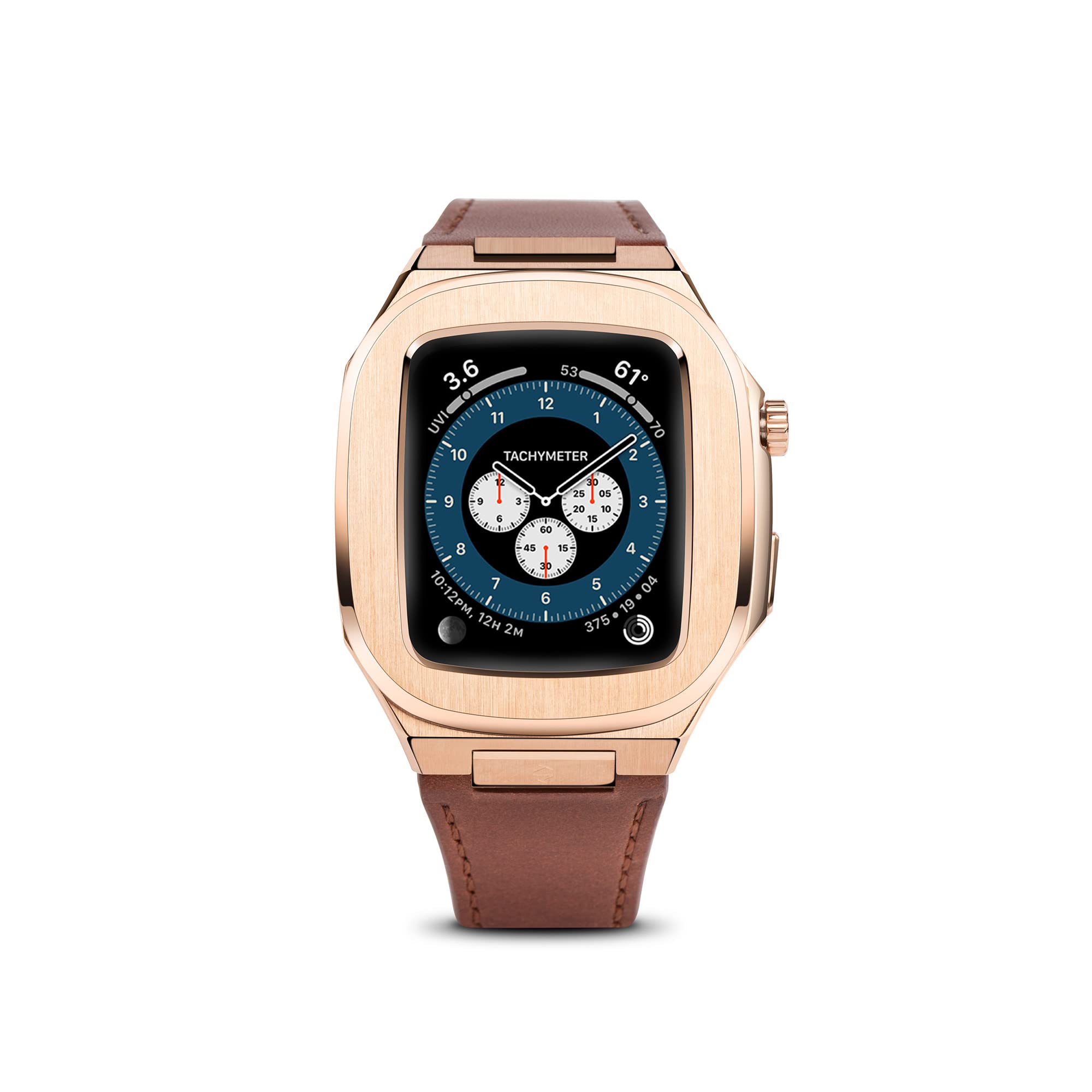 Premium Italian Leather Apple Watch Band & 316L Stainless Steel Case - Compatible with 44mm Apple Watch Series 6/5/4/3/SE - Luxury Protective Cover for Work, Travel & Everyday Wear