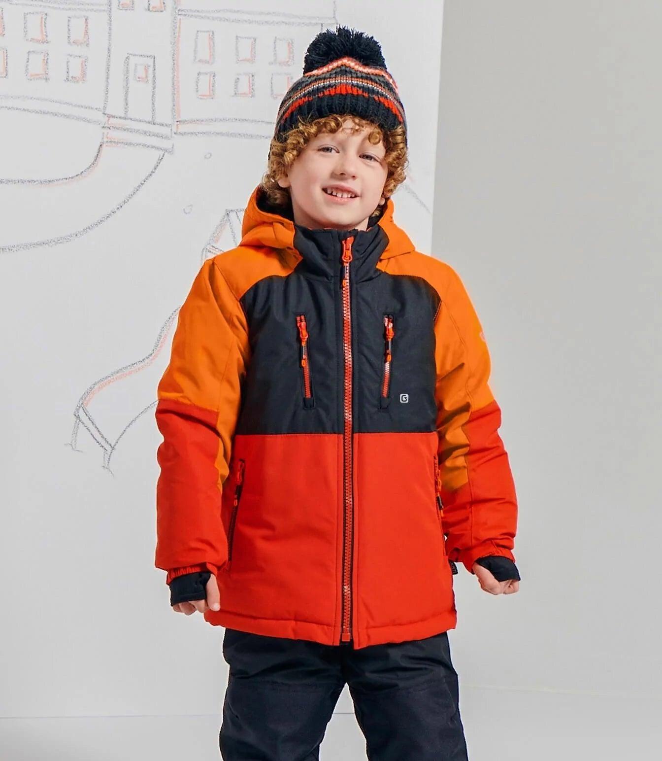Gusti Isaac Snow Suit for Kids - Waterproof Winter Jacket & Pants Set, Warm Orange Snowsuit for Boys & Girls - Perfect for Skiing, Snowboarding & Outdoor Winter Play